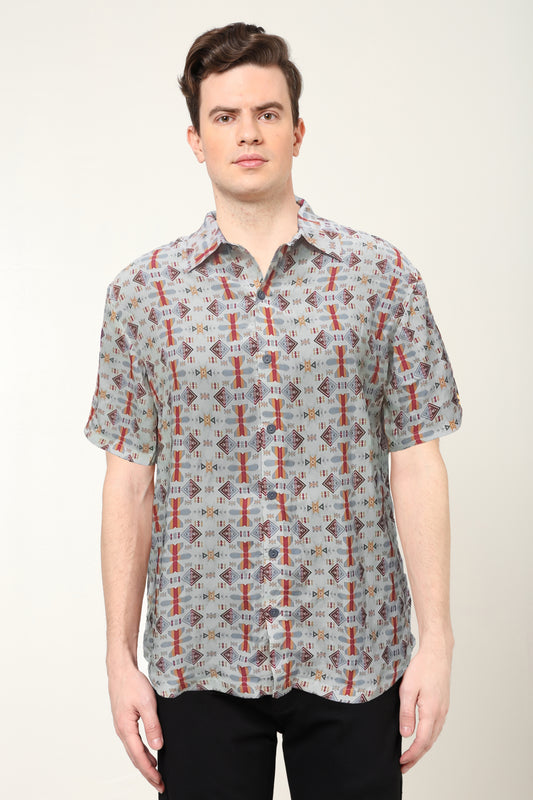 yash gallery mens polyester geometrical printed regular shirt multi