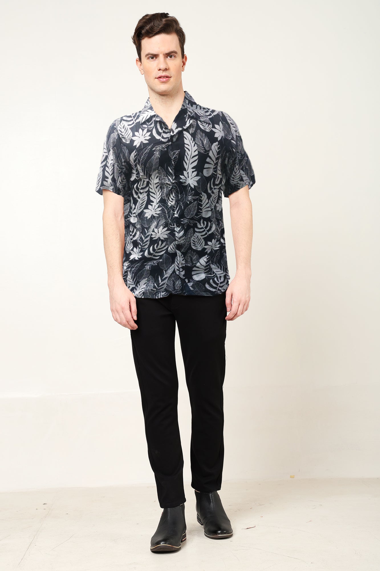 yash gallery mens polyester feather print regular