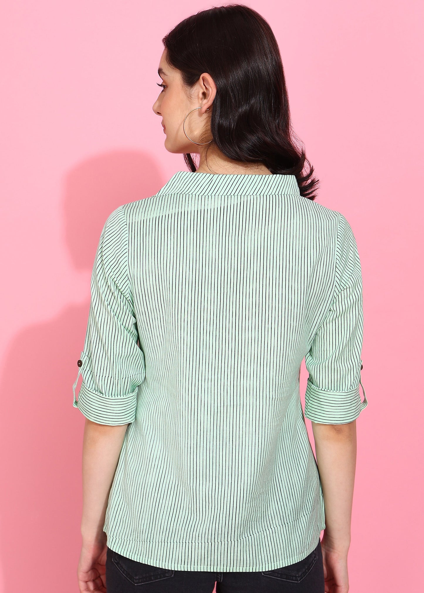 Casual Regular Sleeve Striped Top