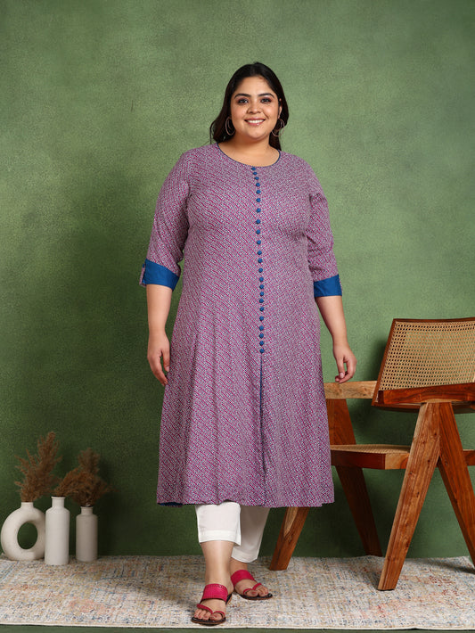 yash gallery womens rayon printed 3 4th sleeve regular fit round neck a line kurta
