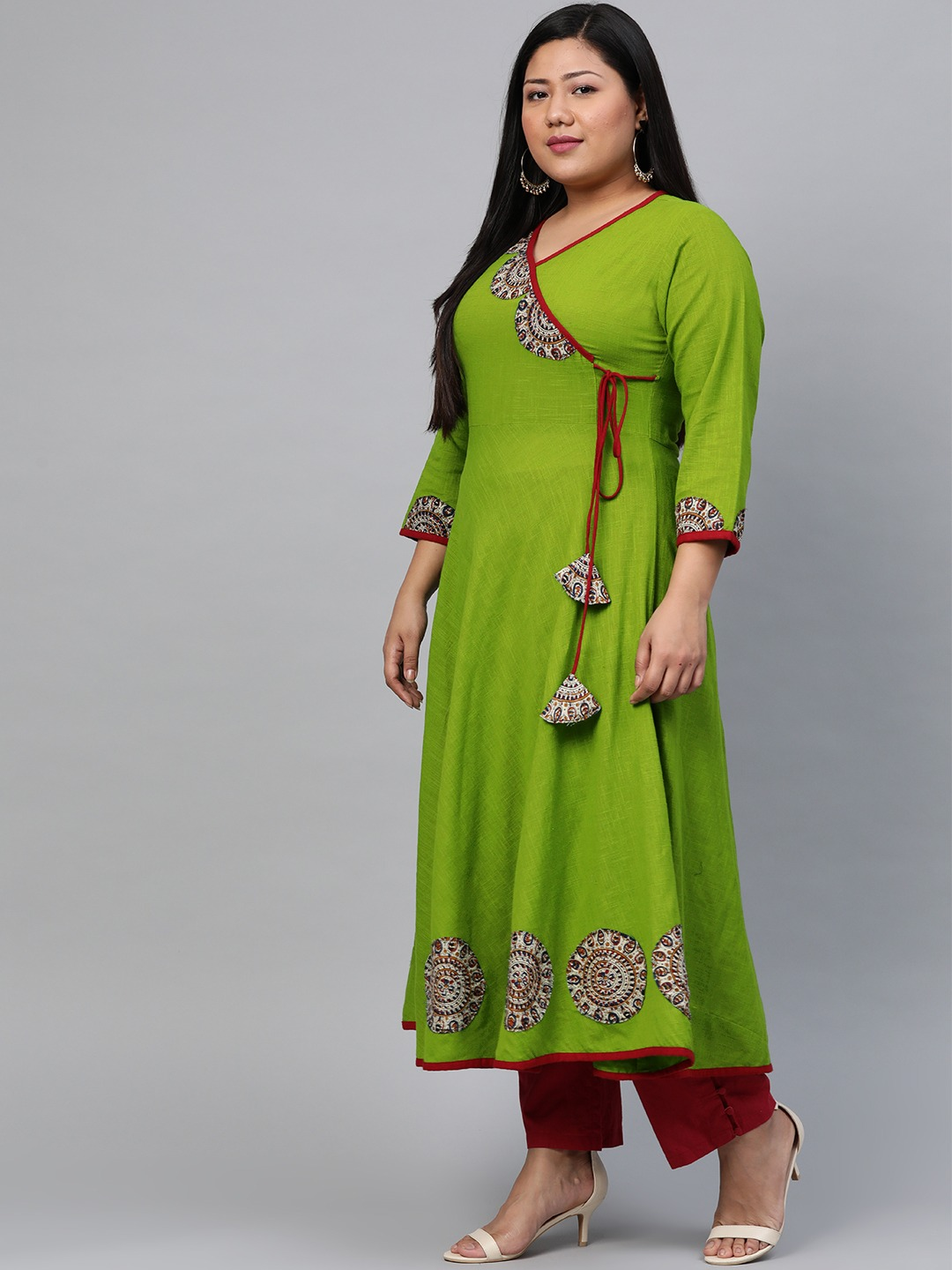 women embellished anarkali kurta teal