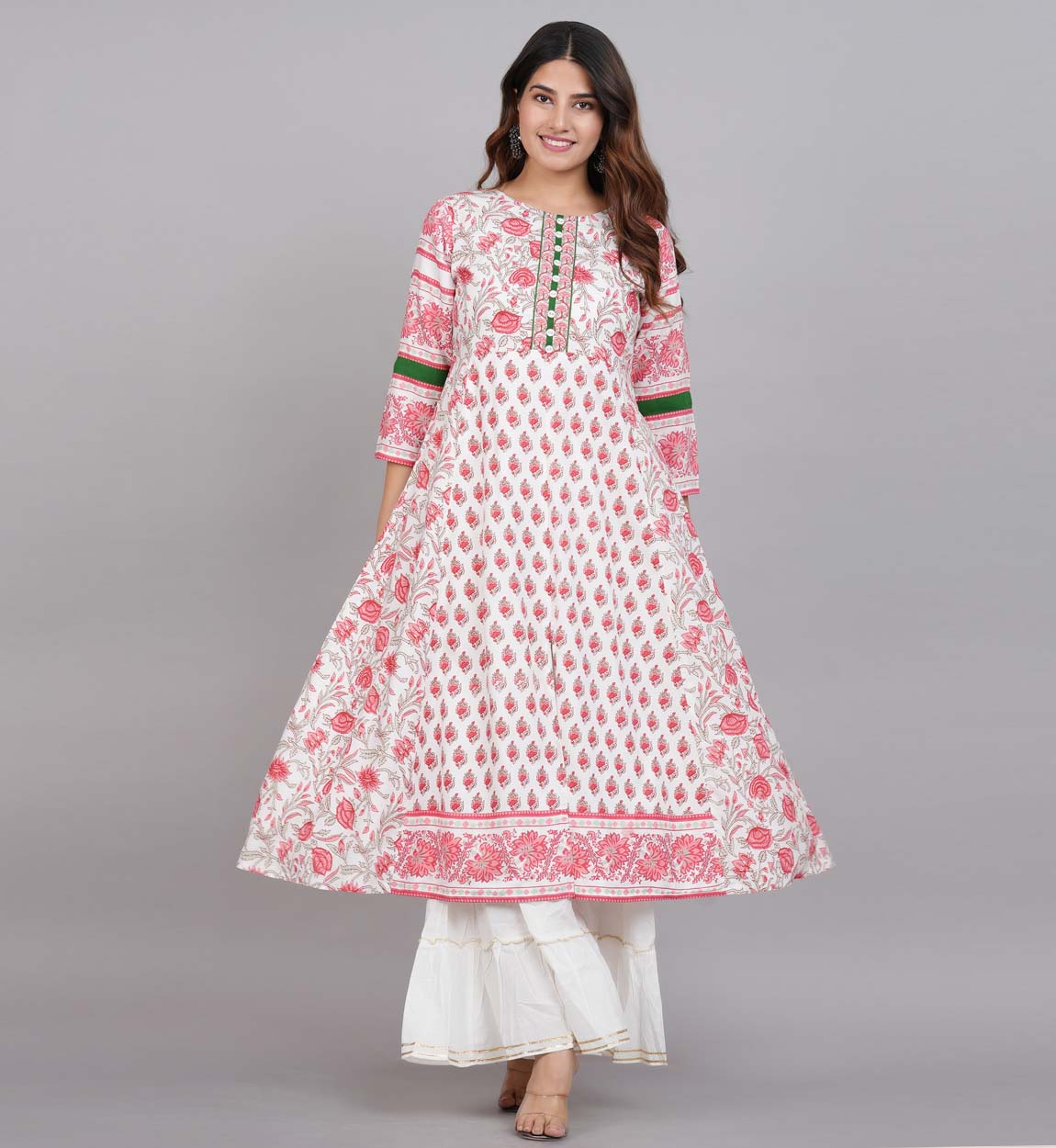 YASH GALLERY Women's Floral Printed Anarkali Kurti