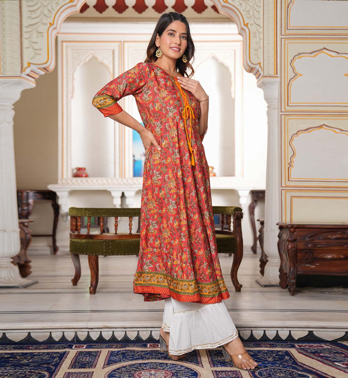 YASH GALLERY Women's Floral Printed Anarkali Kurti