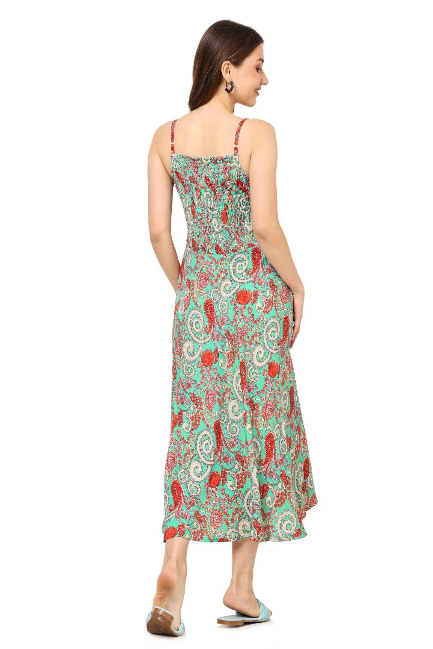 Yash Gallery Women's Floral Smoking Flared Dress