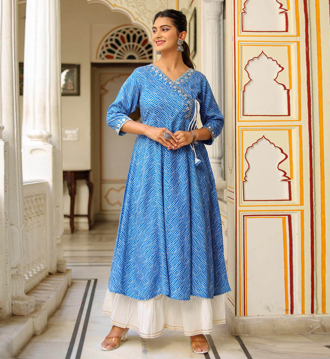 Yash Gallery Women leheriya printed Angrakha anarkali kurta Yash Gallery Women leheriya printed Angrakha anarkali kurta