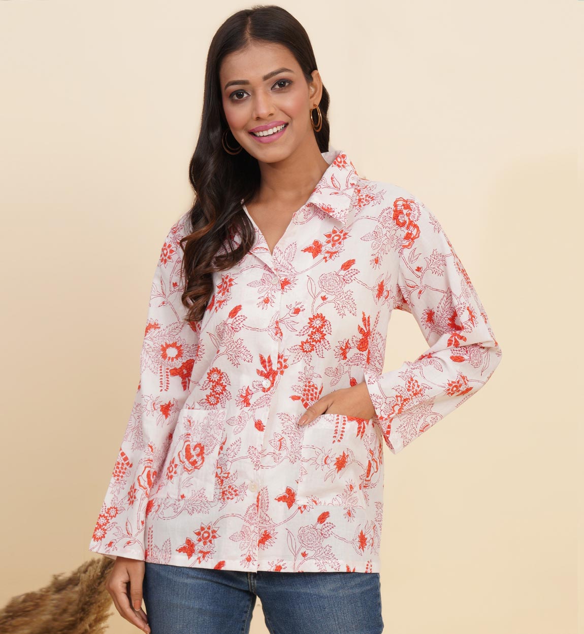 yash gallery womens floral printed summer coatwhite