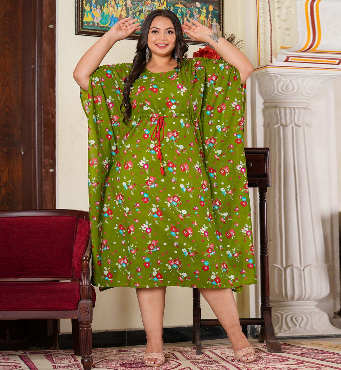flower dress green Momyknows Light Green Pleated Batwing Sleeve Maternity Maxi Dress