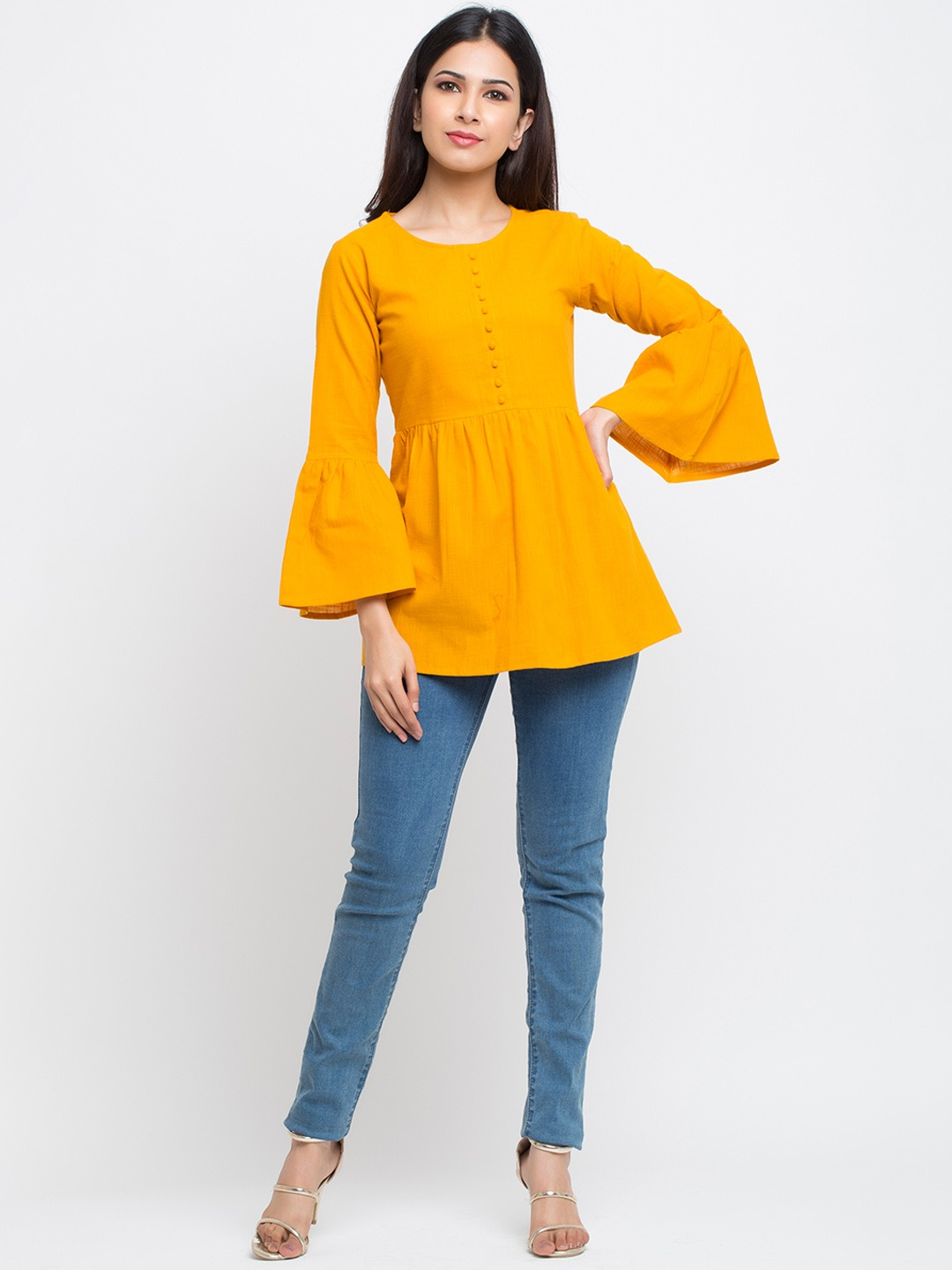 Yellow bell sleeve store shirt