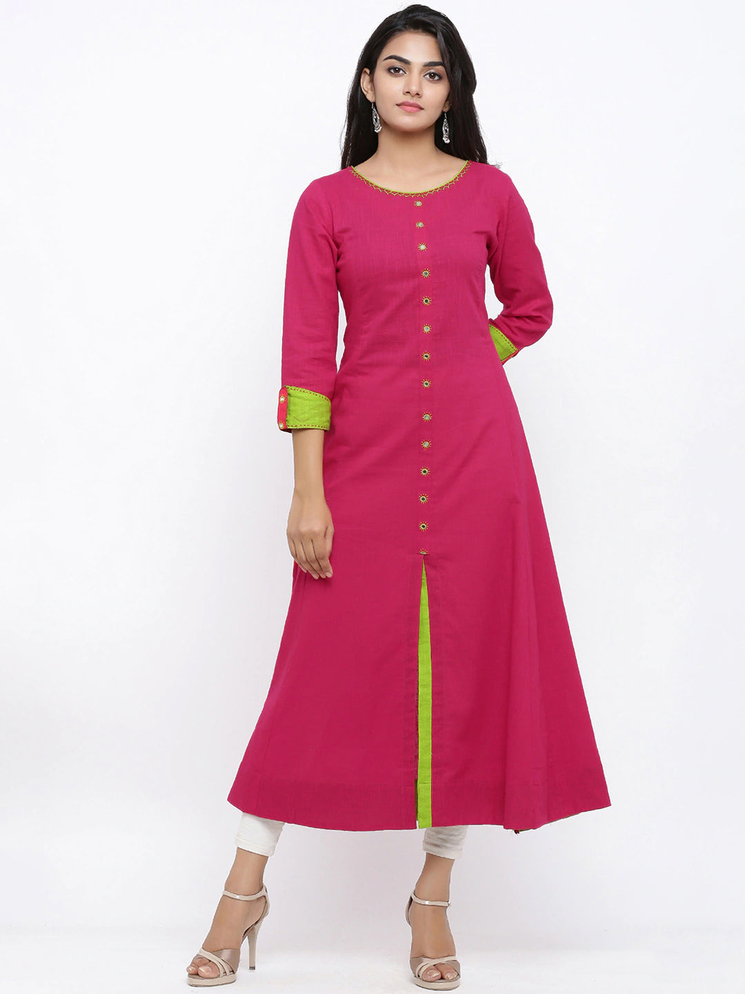 Embroidered Anarkali Kurta (Pink)