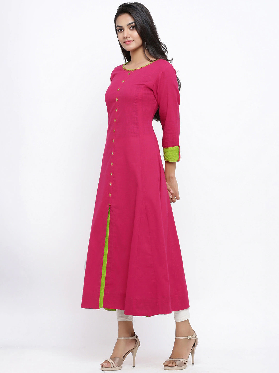 Embroidered Anarkali Kurta (Pink)