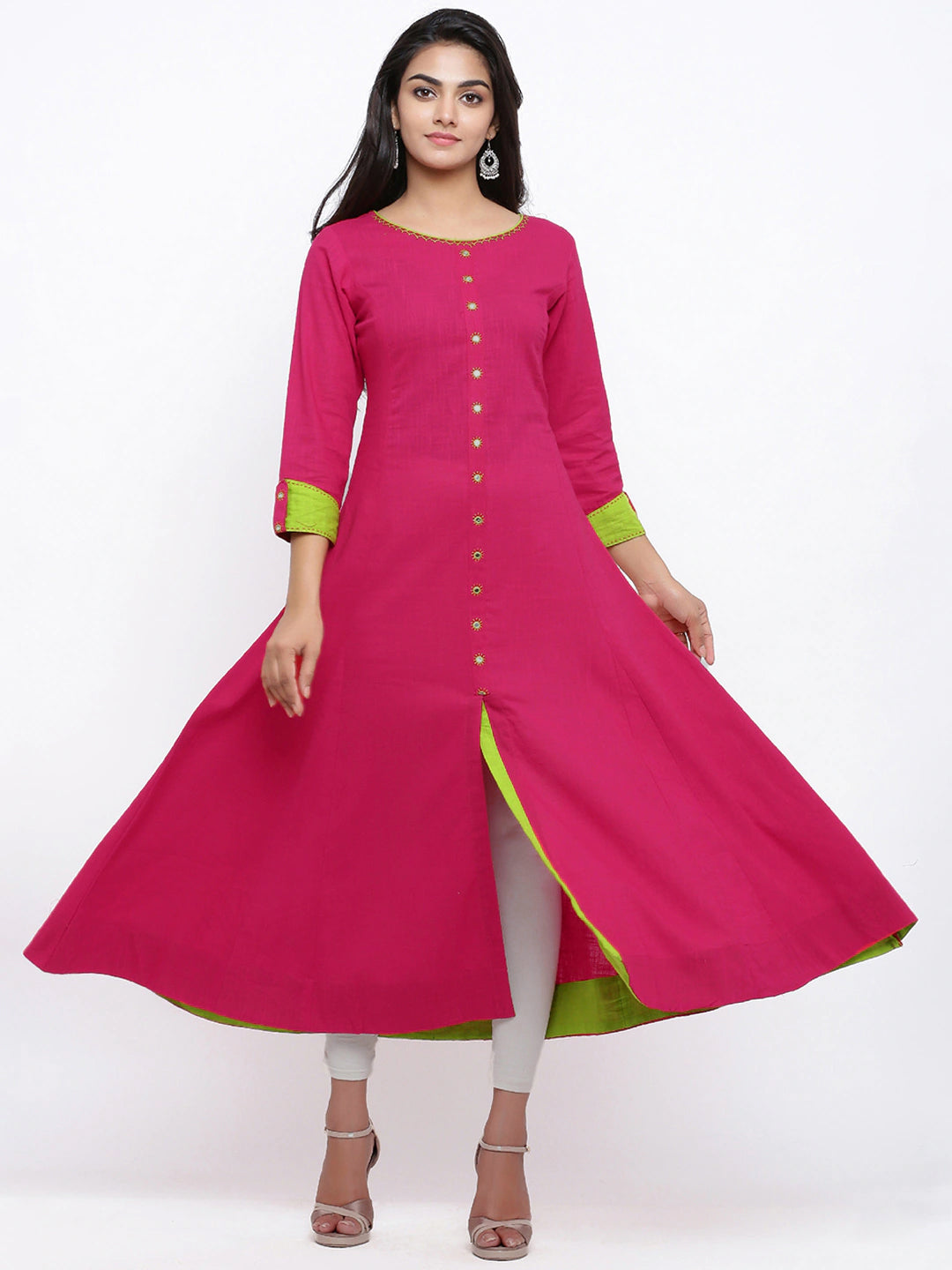 Embroidered Anarkali Kurta (Pink)