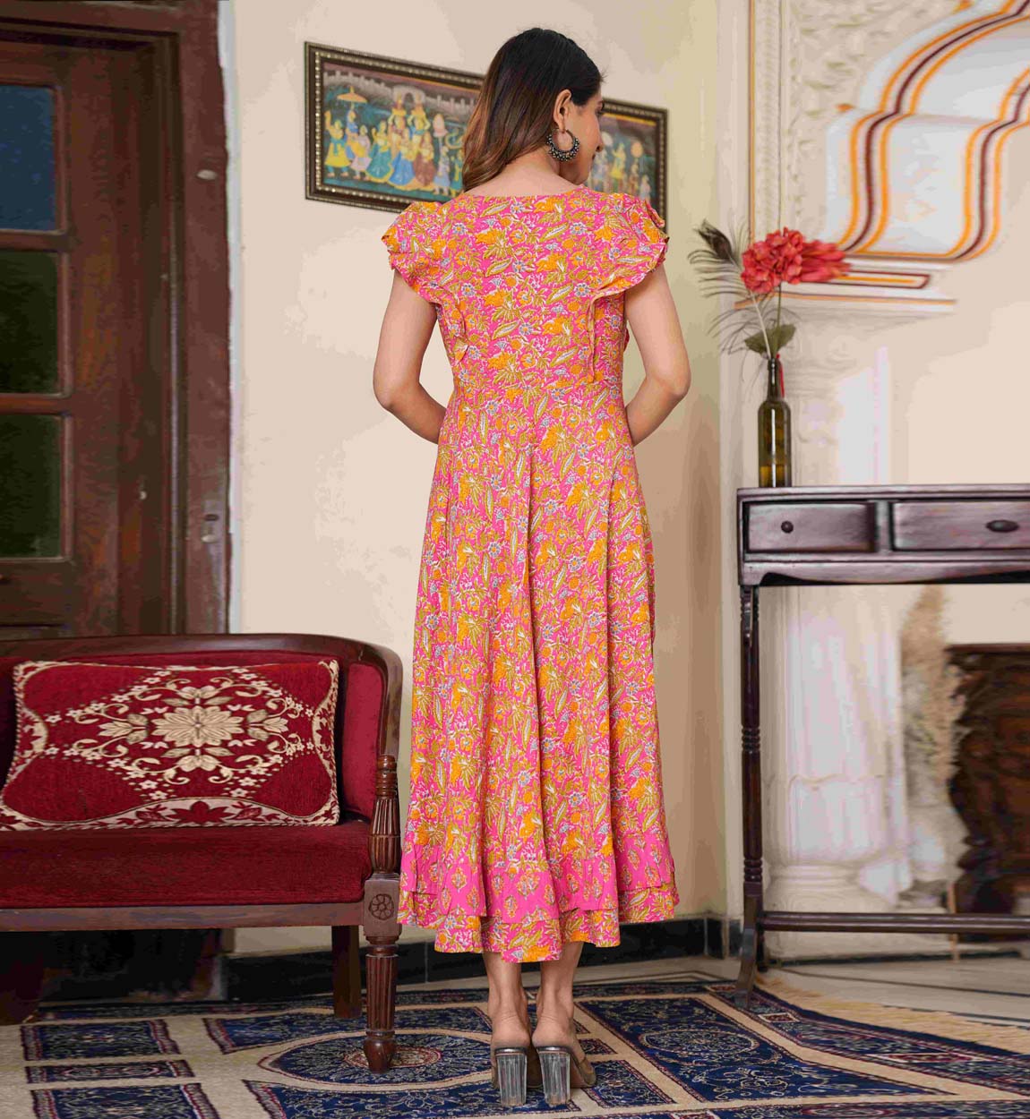 YASH GALLERY Women's Floral Printed Embroidered Anarkali Kurti