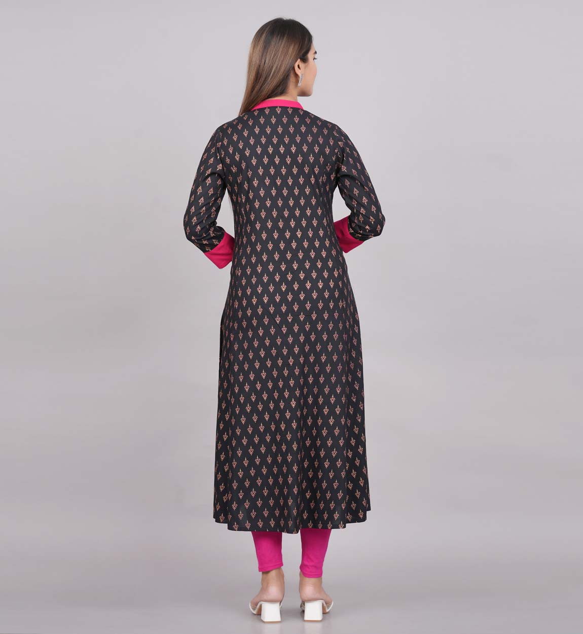 yash gallery gold printed black anarkali kurta