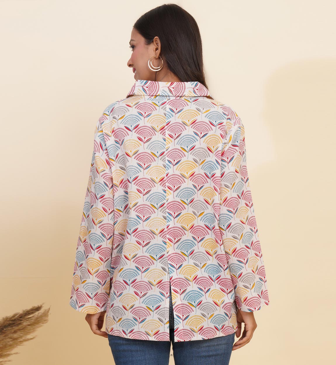 yash gallery womens floral printed summer coatwhite