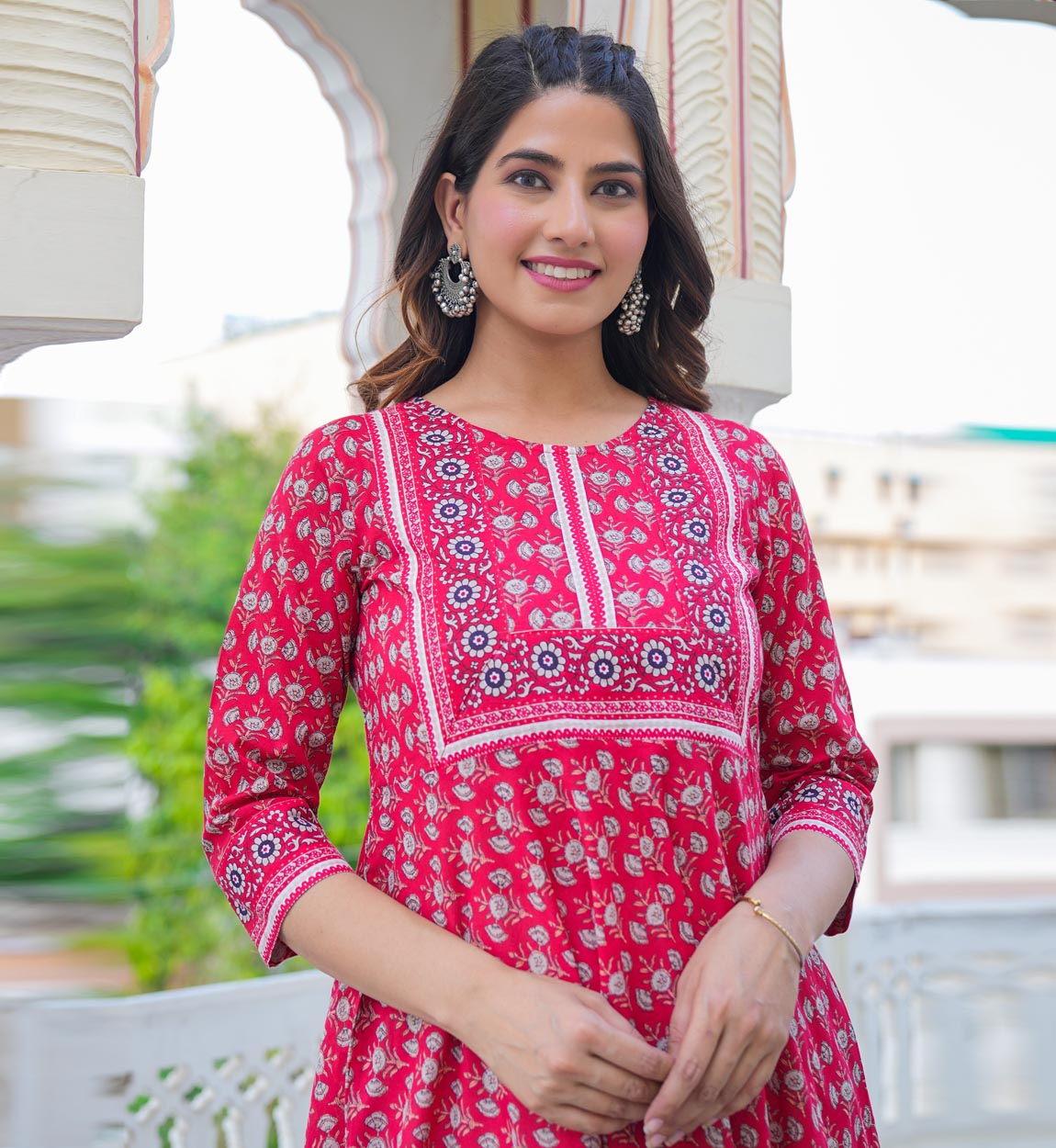 yash gallery womens cotton floral printed anarkali kurti grey