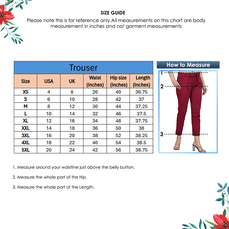 Yash Gallery Women's Lycra Regular Fit Casual Trouser Pants (Maroon)