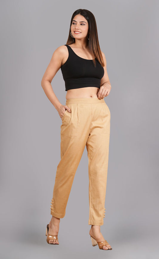 yash gallery womens beige lycra trouser beige