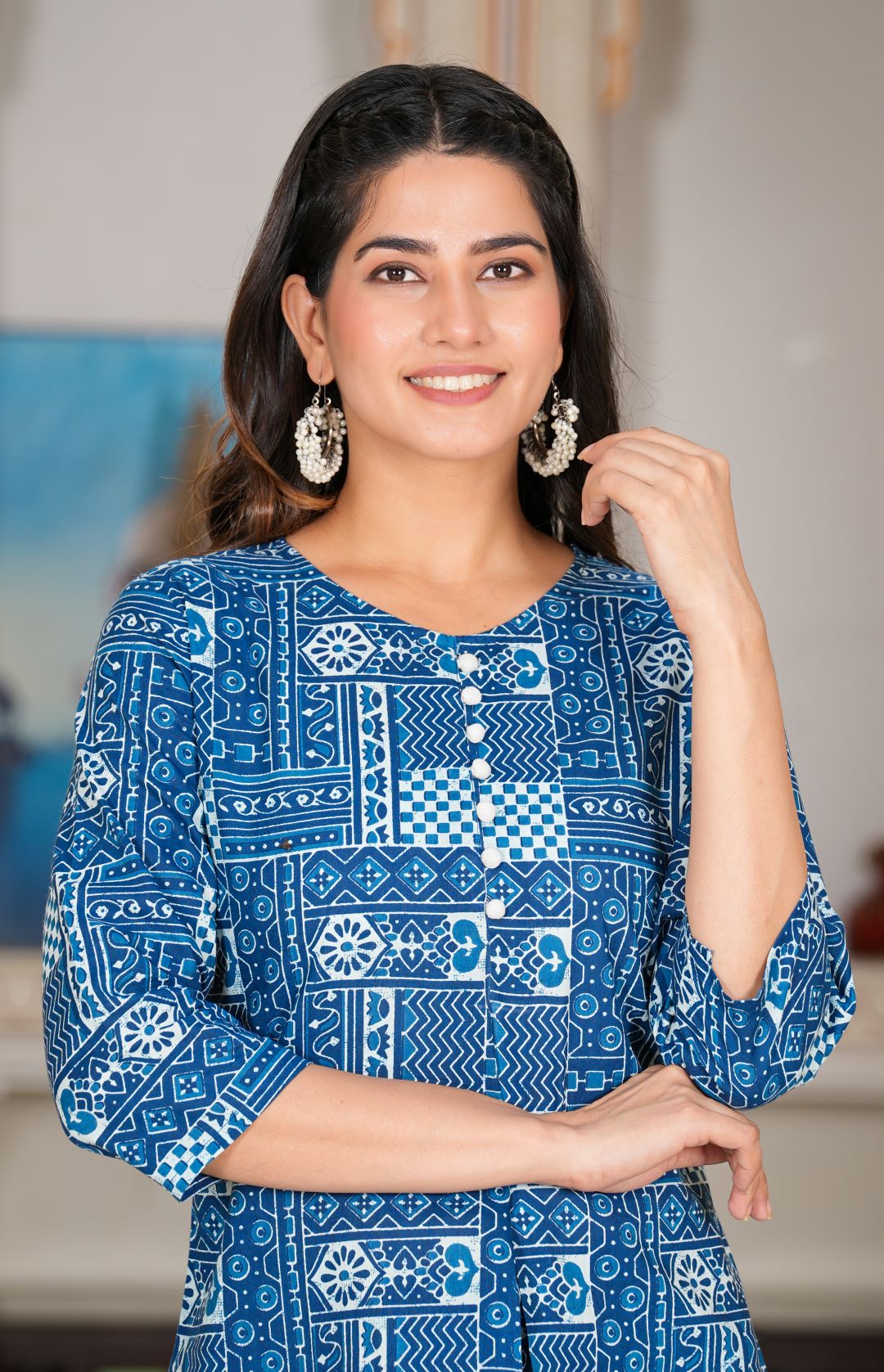 Yash Gallery Women's Geometric Printed Short Kurti