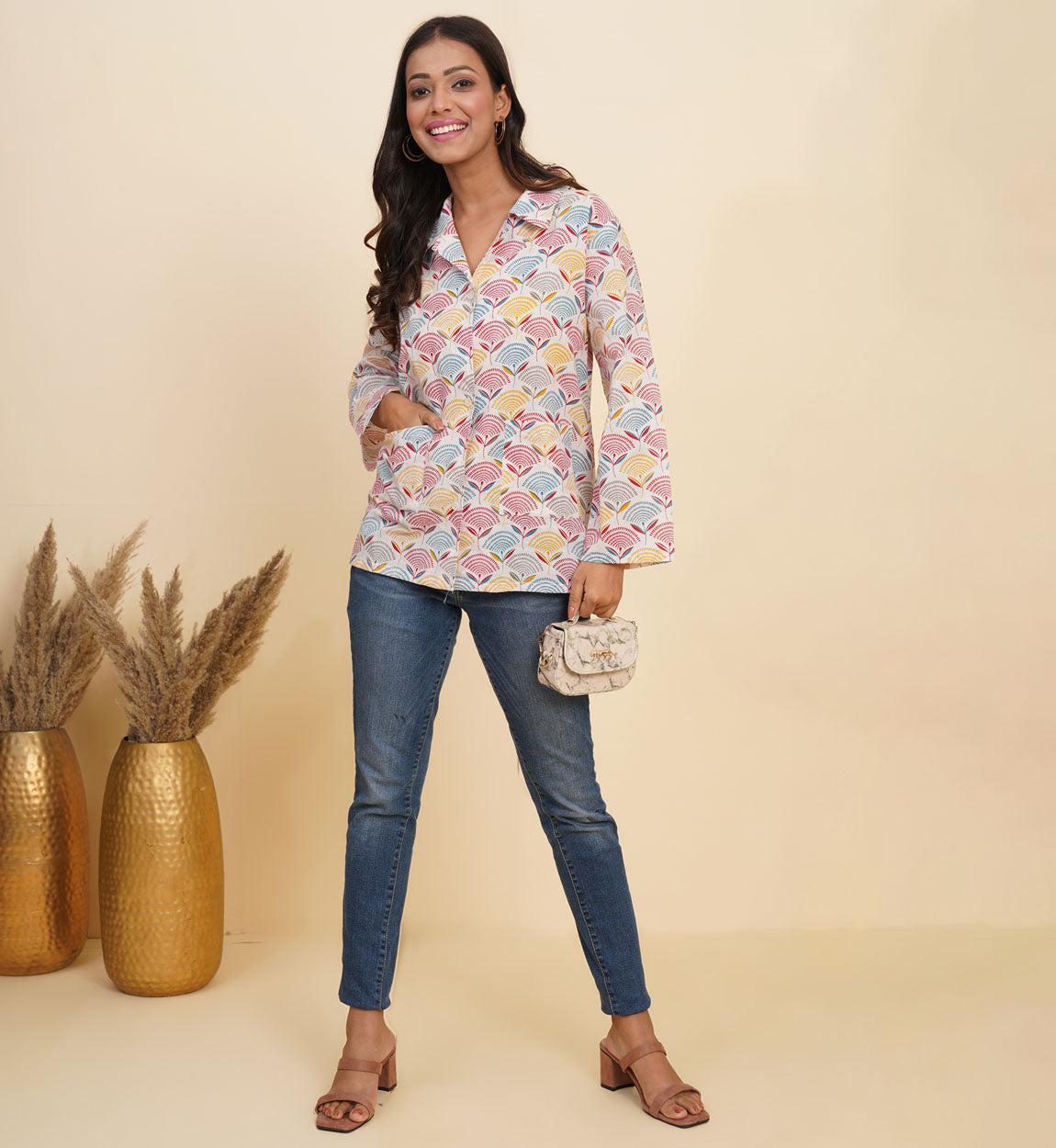 yash gallery womens floral printed summer coatwhite