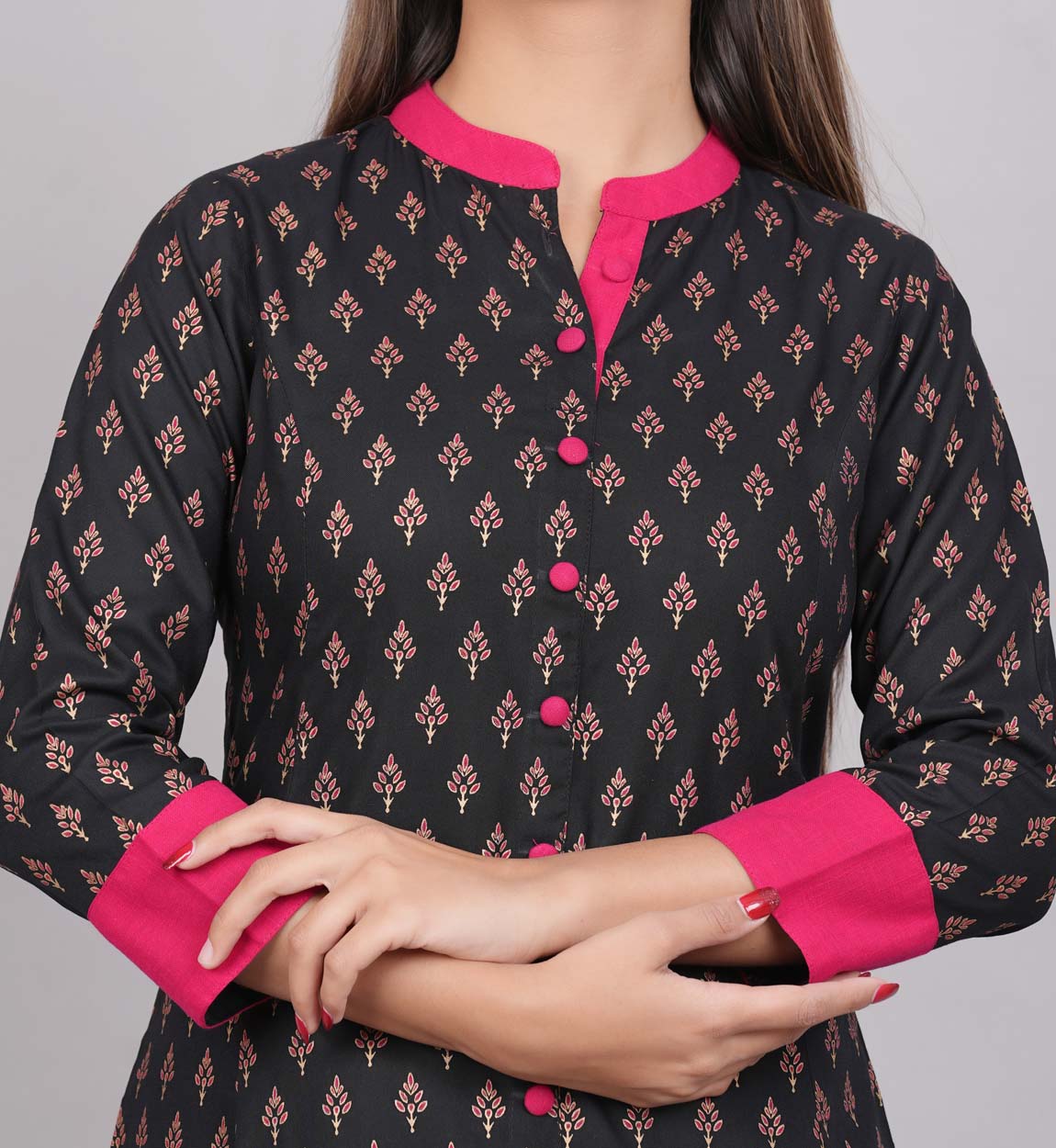yash gallery gold printed black anarkali kurta