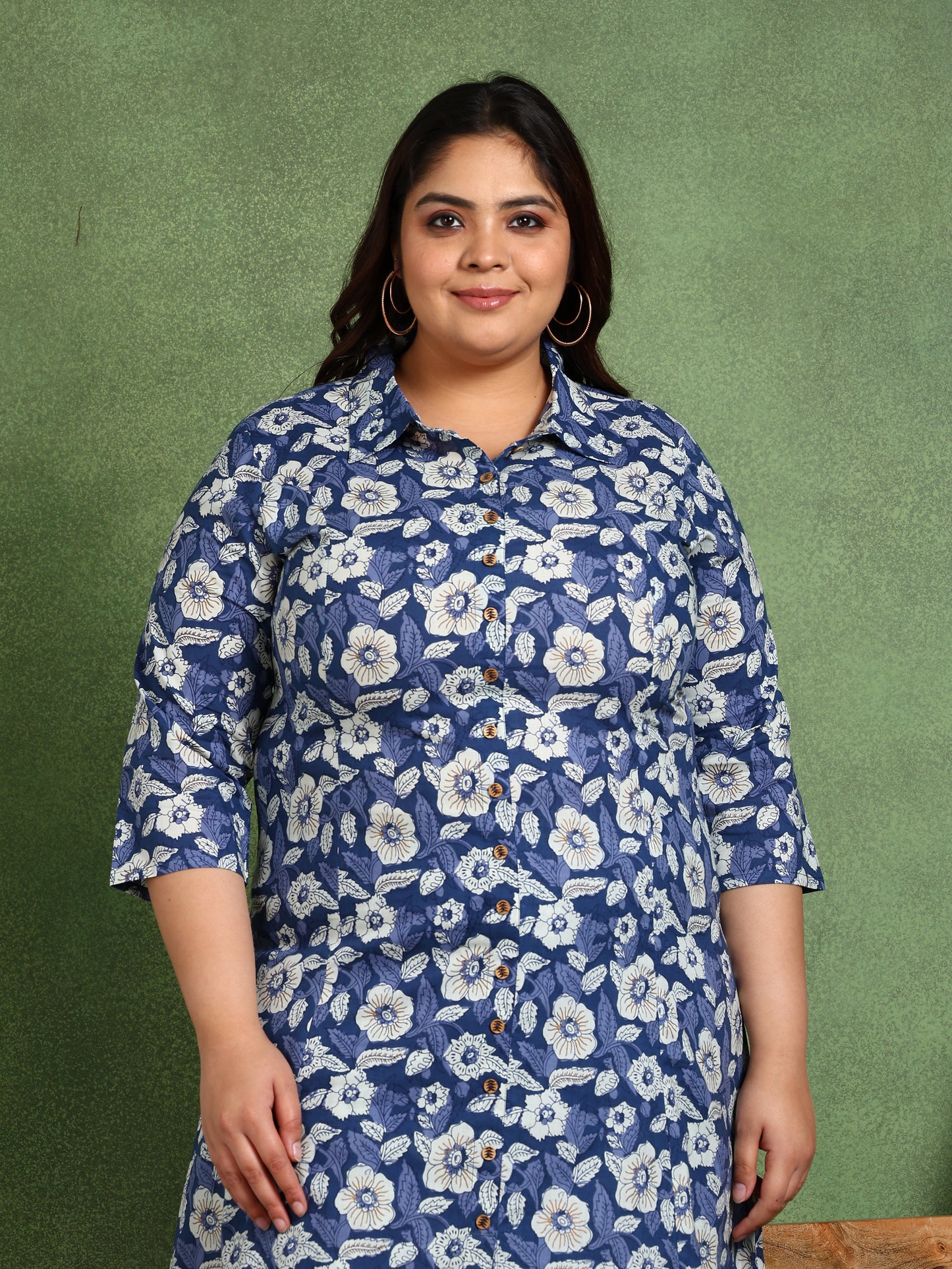 yash gallery womens printed cotton calf length mandarin collar 3 4th sleeve straight kurta pant and duptta