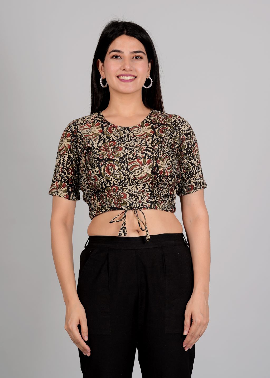 yash gallery womens cotton ajrakh printed regular blouse multi