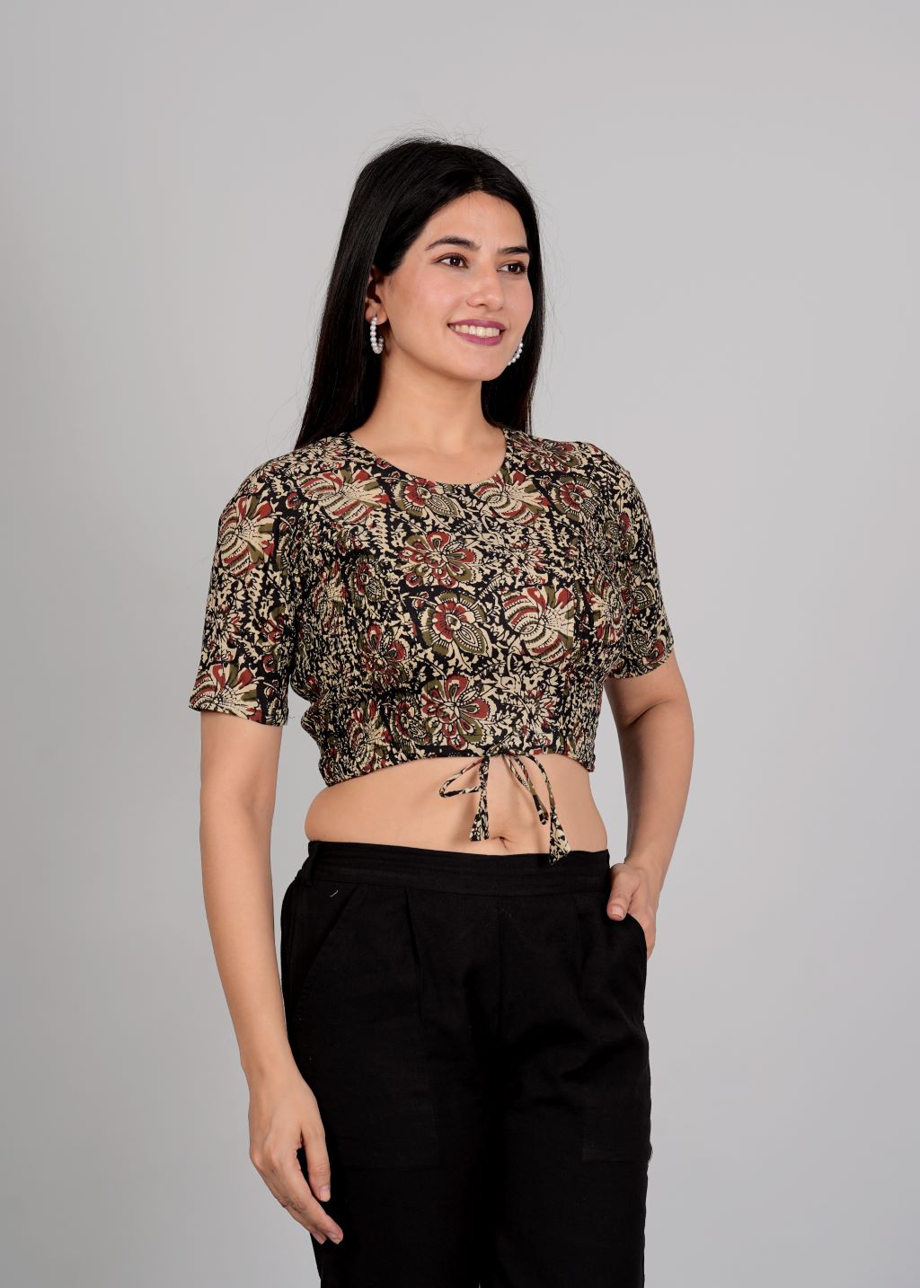 yash gallery womens cotton ajrakh printed regular blouse multi