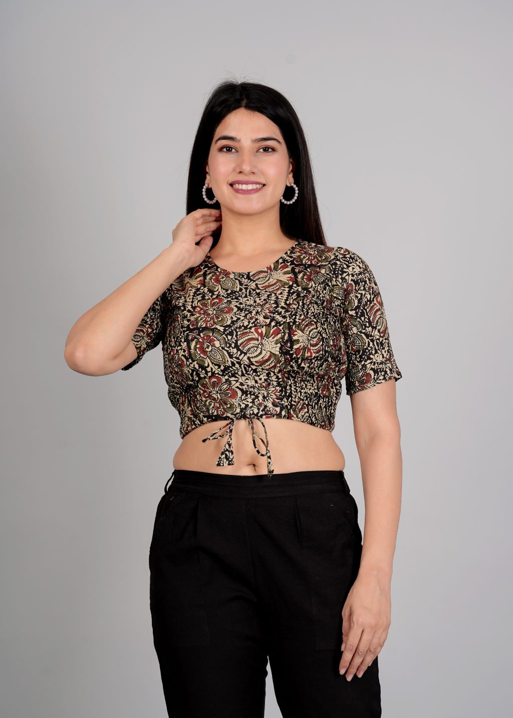 yash gallery womens cotton ajrakh printed regular blouse multi