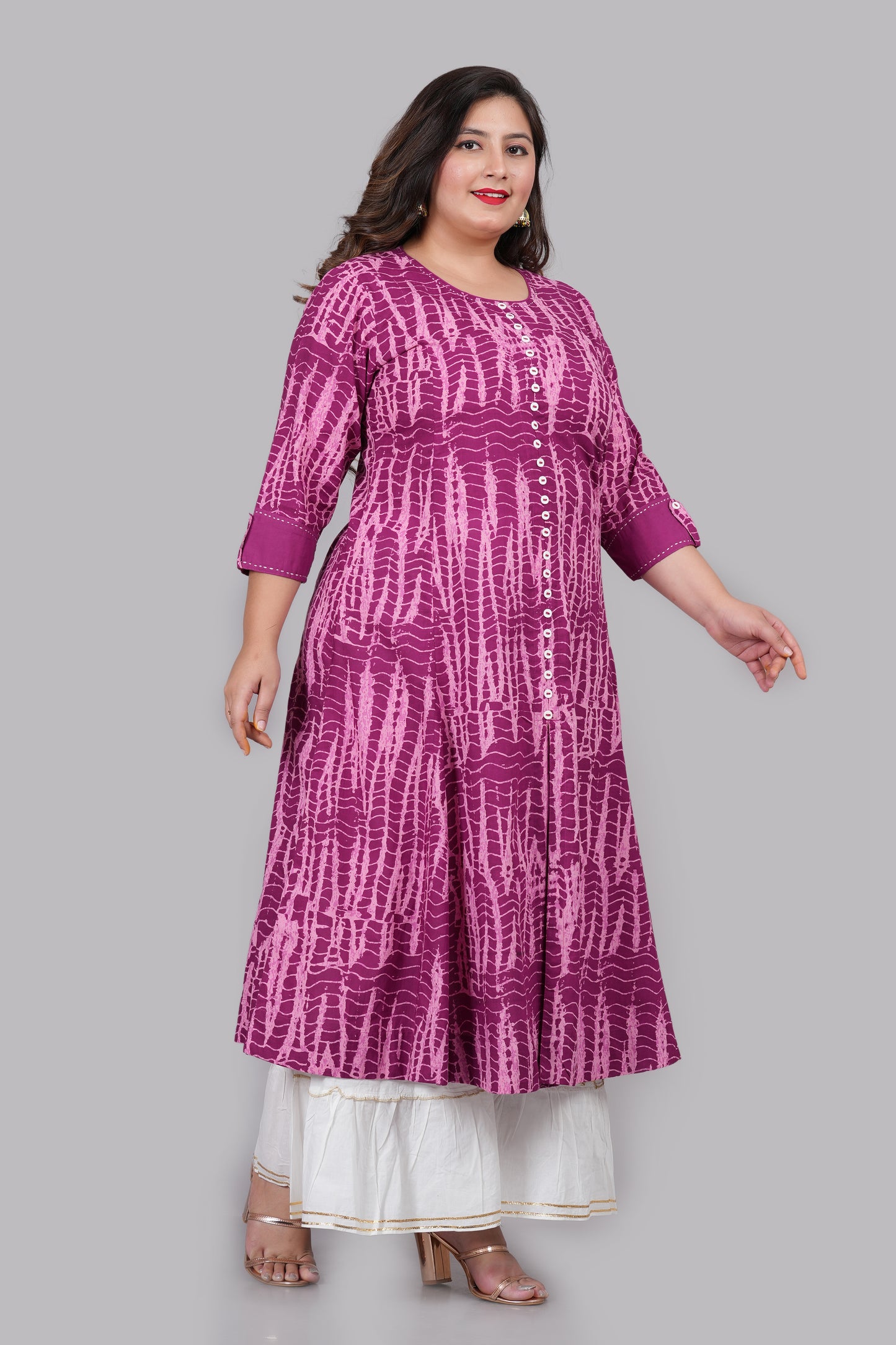 YASH GALLERY Women's Tie & Dye Printed Anarkali Kurti(Purple)