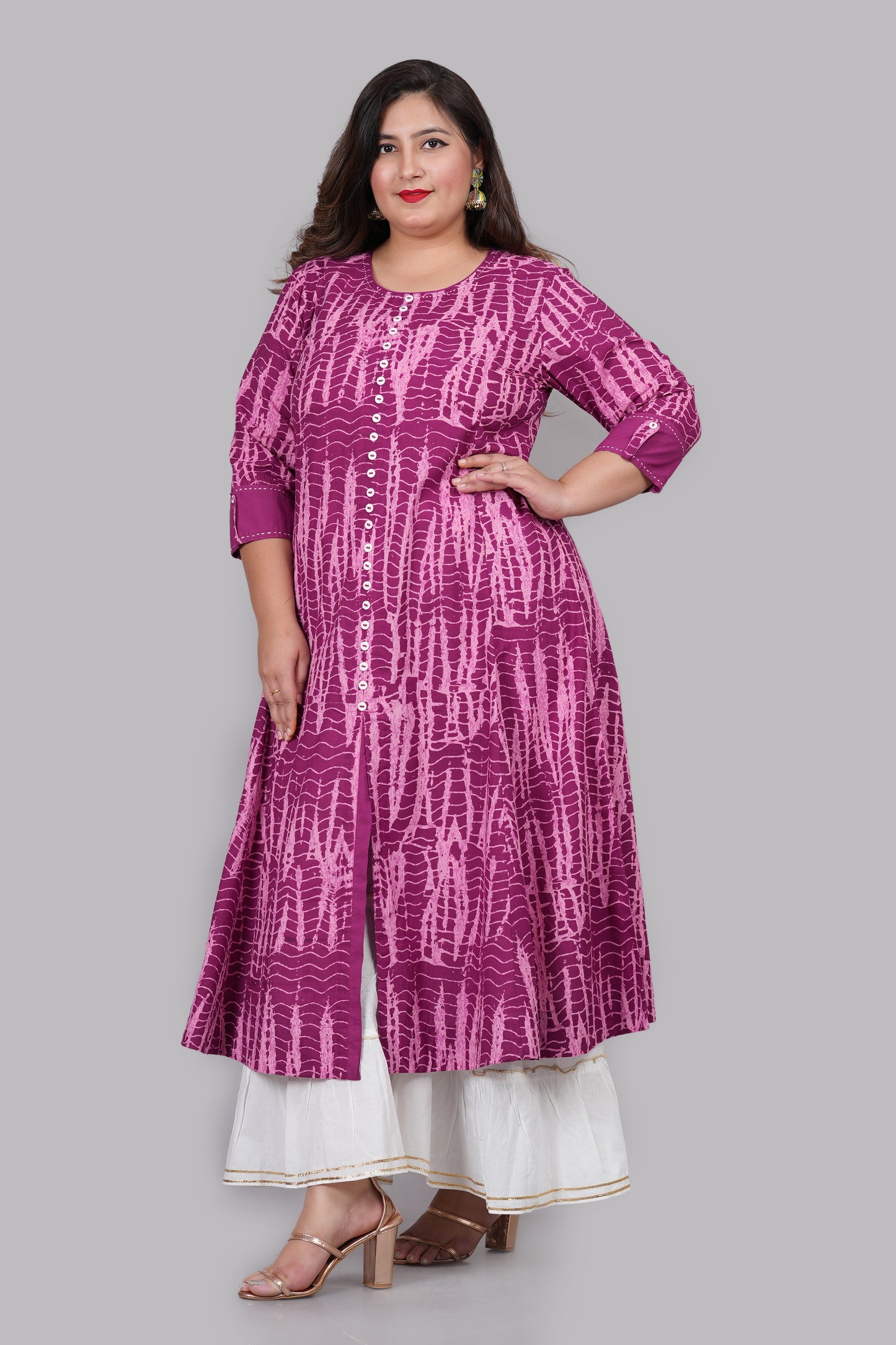 YASH GALLERY Women's Tie & Dye Printed Anarkali Kurti(Purple)