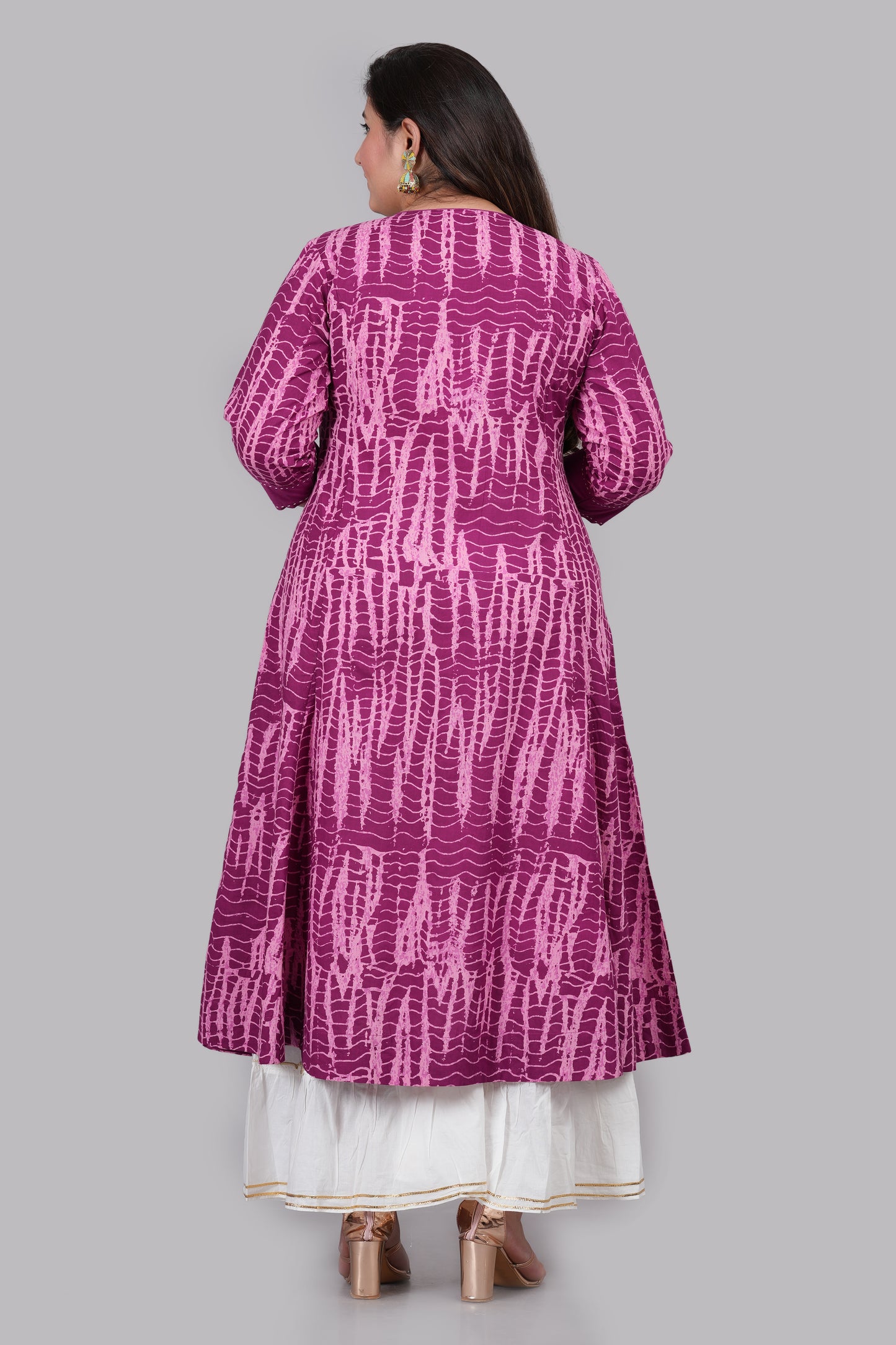YASH GALLERY Women's Tie & Dye Printed Anarkali Kurti(Purple)