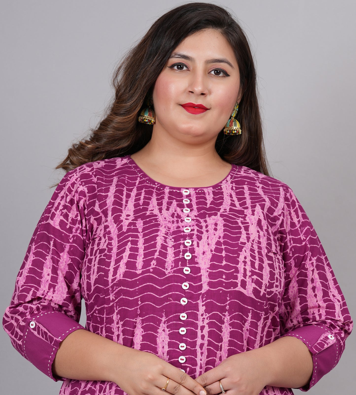 YASH GALLERY Women's Tie & Dye Printed Anarkali Kurti(Purple)