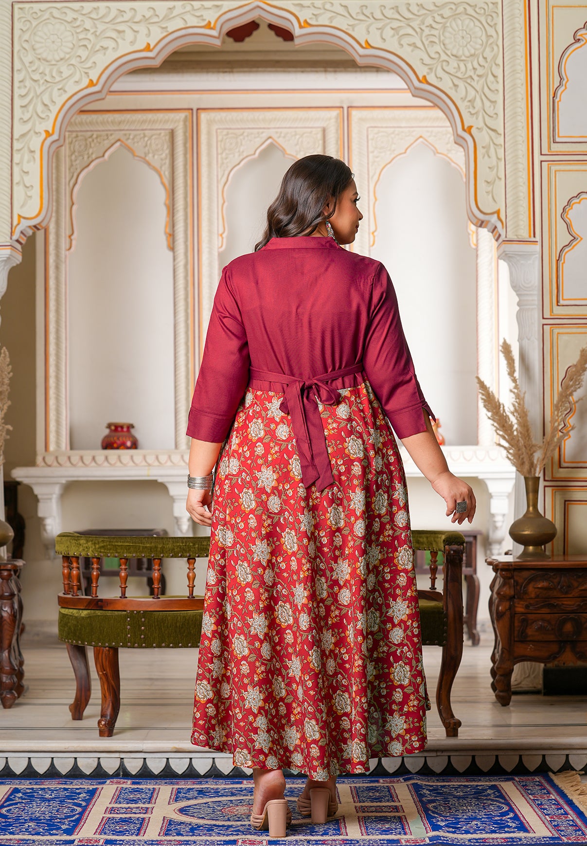 YASH GALLERY Women's Floral Printed Anarkali Dress