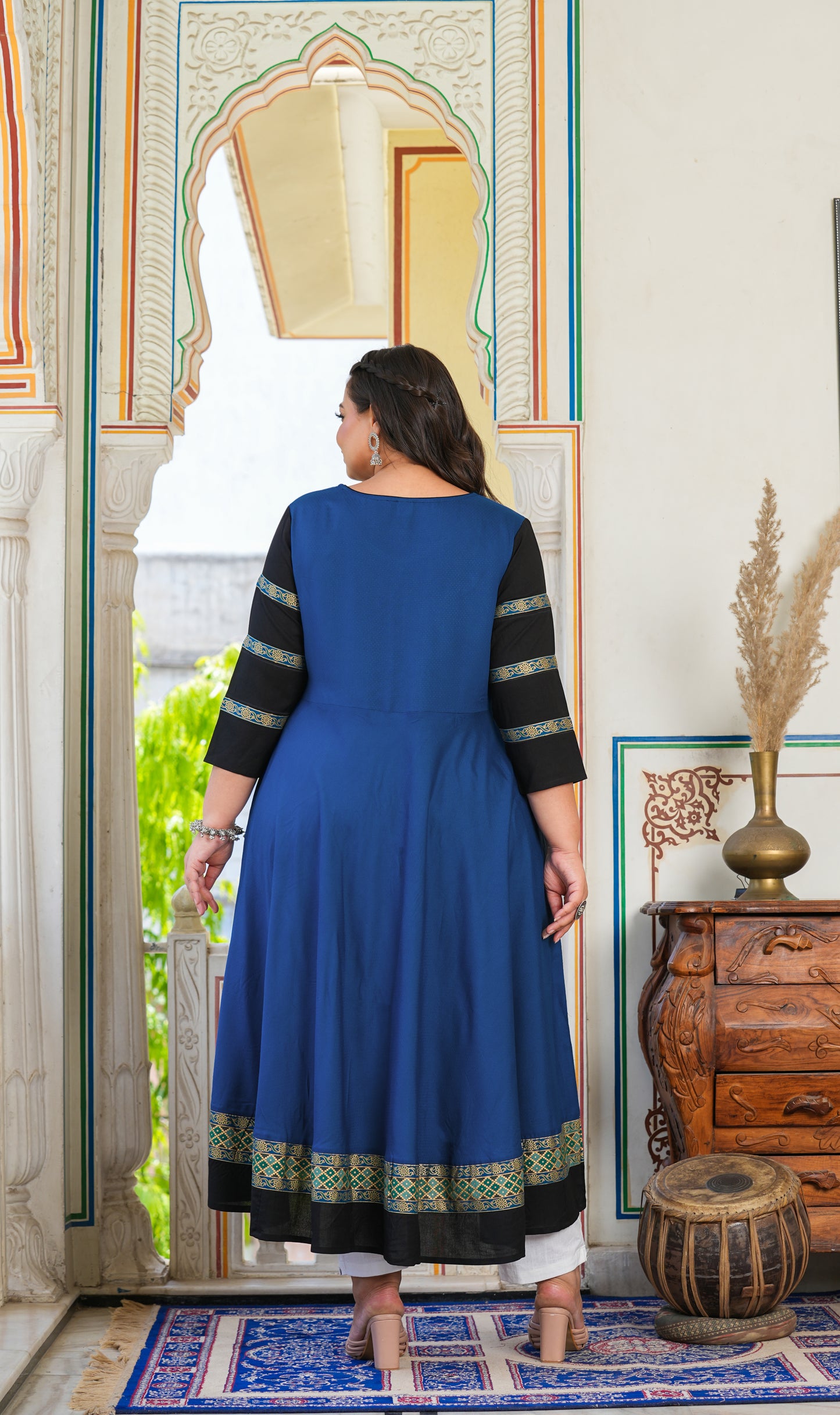 yash gallery womens blue anarkali kurti blue