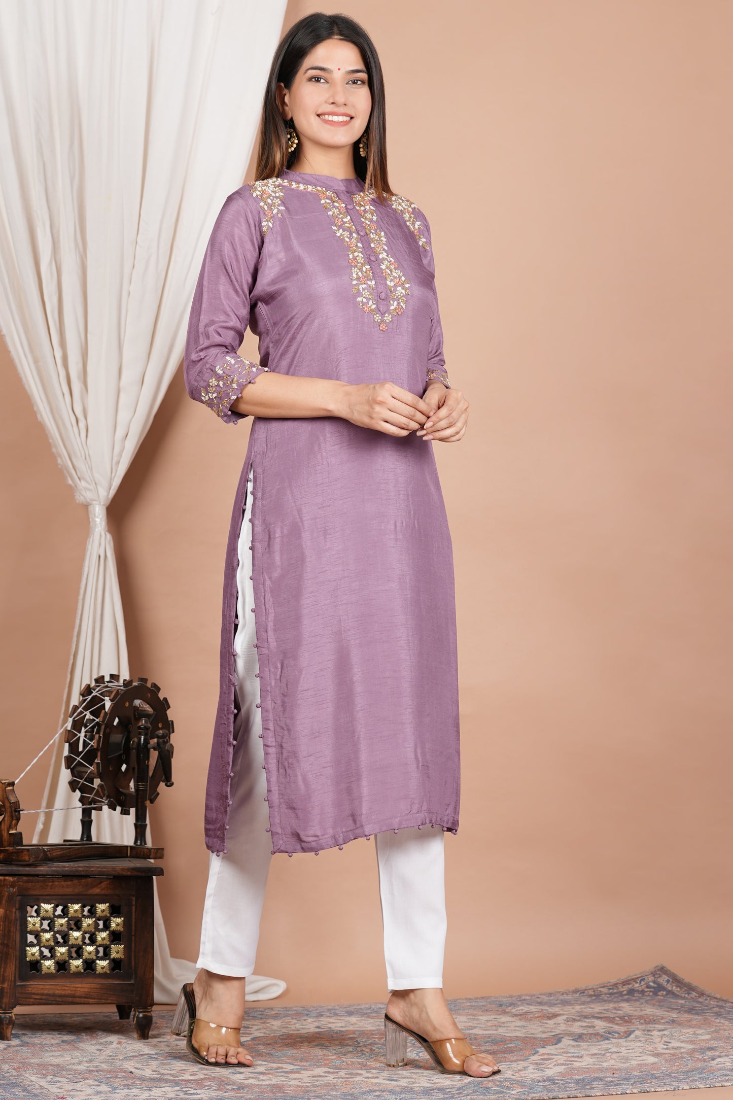 yash gallery womens tubelight work straight kurta blue
