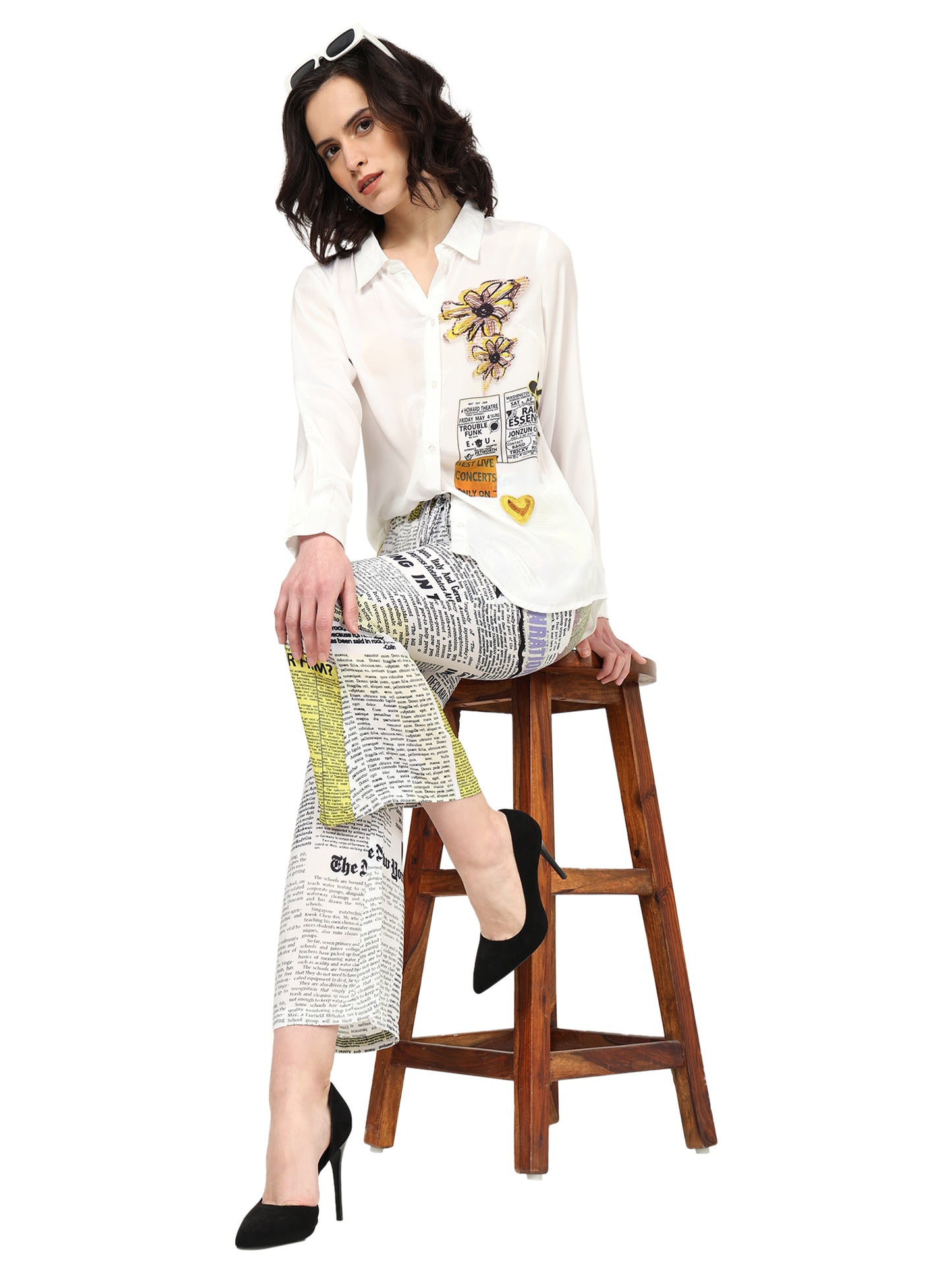 yash gallery womens white polyester floral placement printed co ord set white