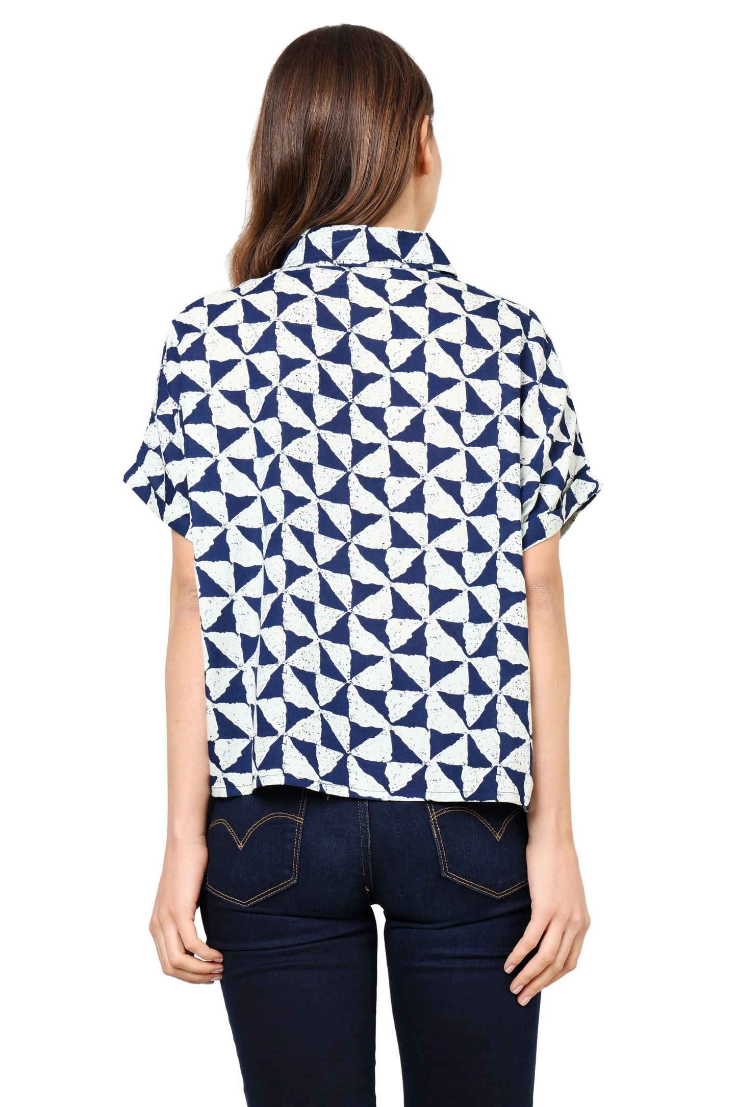 yash gallery womens geometrical printed oversized shirt