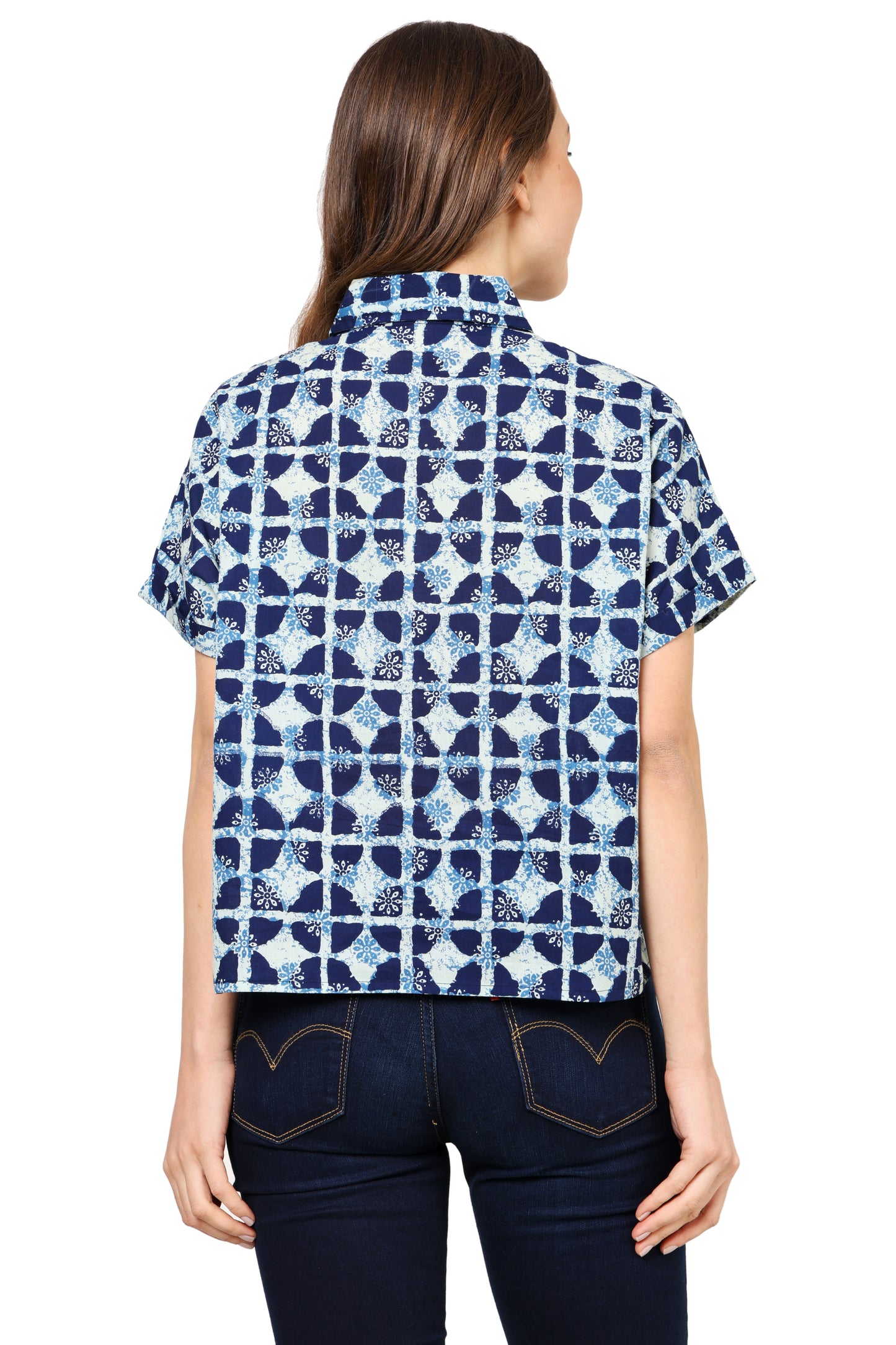 yash gallery womens geometrical printed oversized shirt
