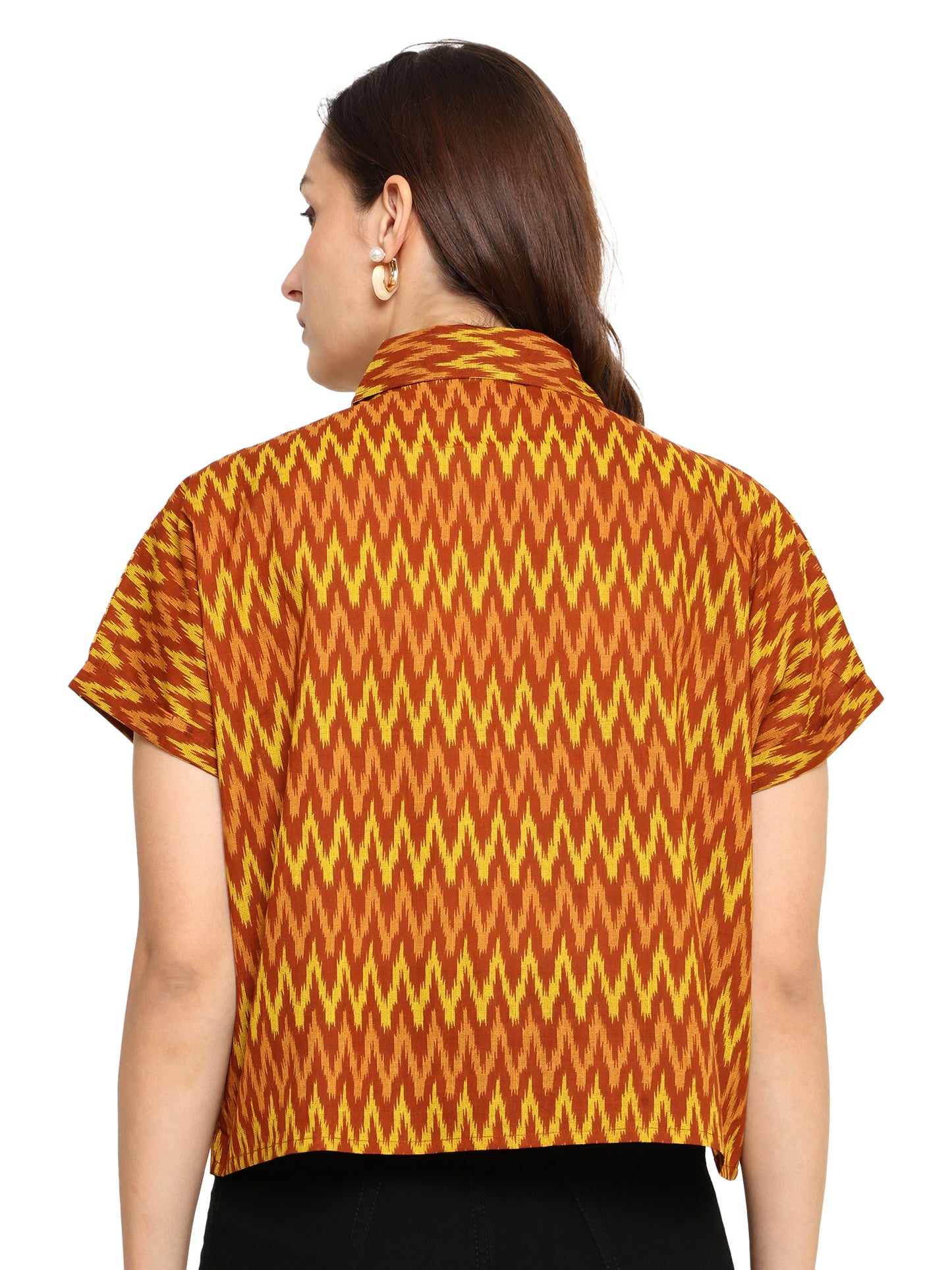 yash gallery womens geometrical printed oversized shirt