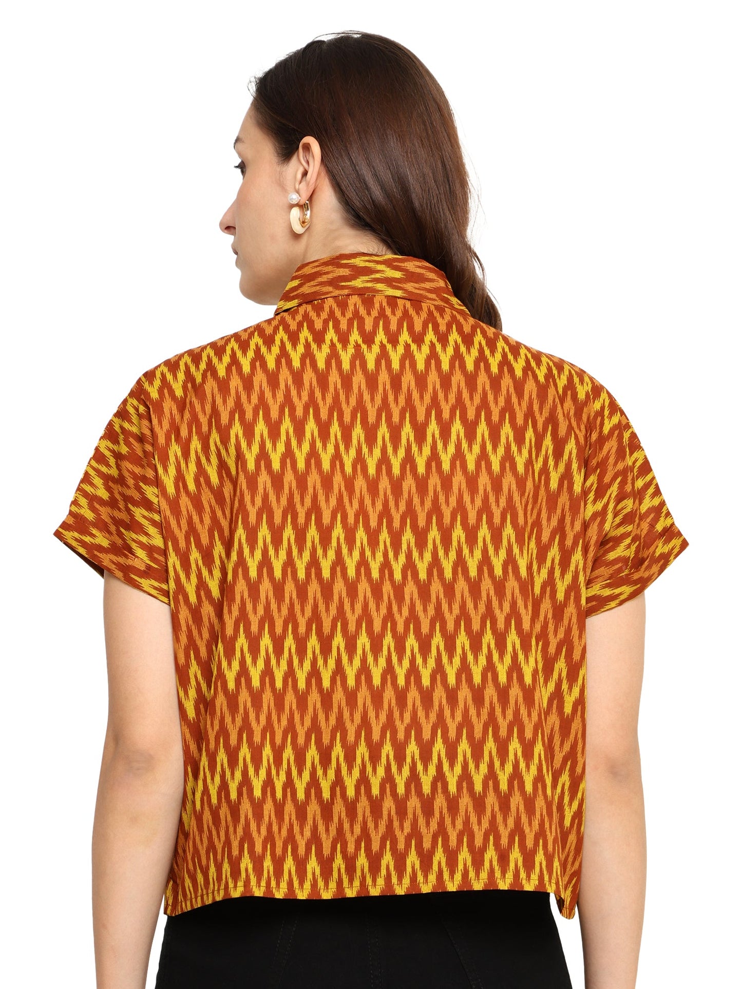 yash gallery womens geometrical printed oversized shirt
