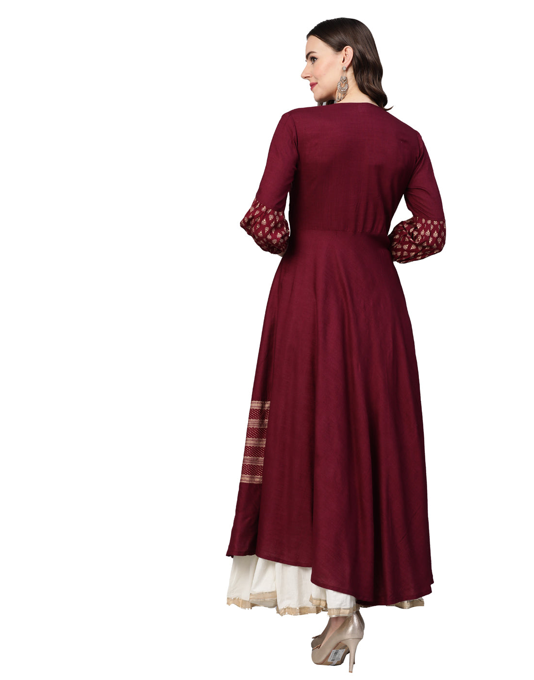Rayon Gold Print Anarkali Kurta (Purple)