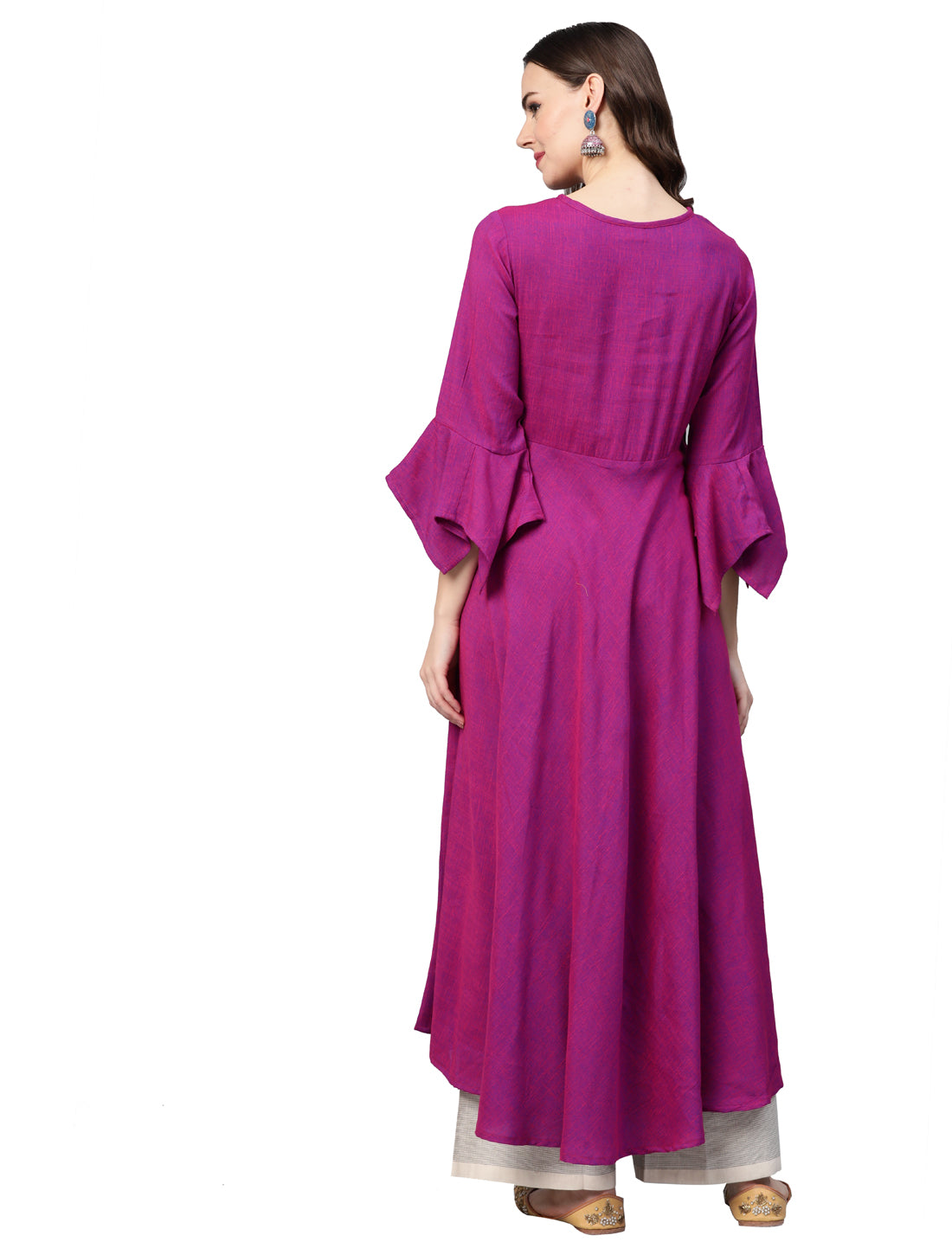 Viscose Embroidered Anarkali Kurta (Purple)