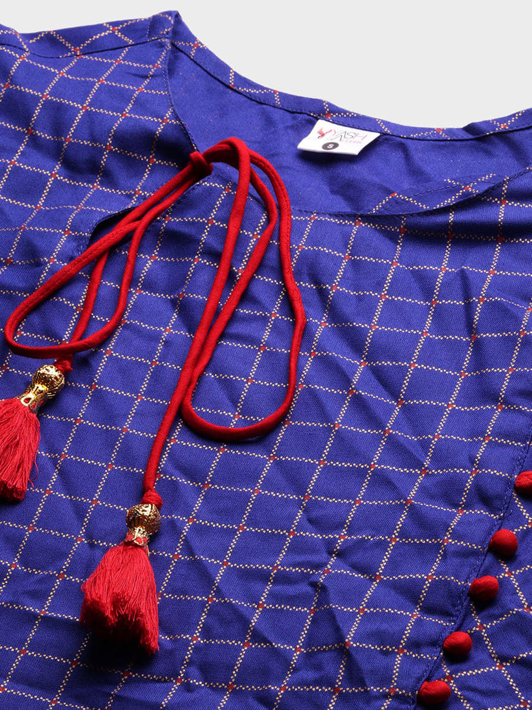 Rayon Checkered Printed Anarkali Kurta