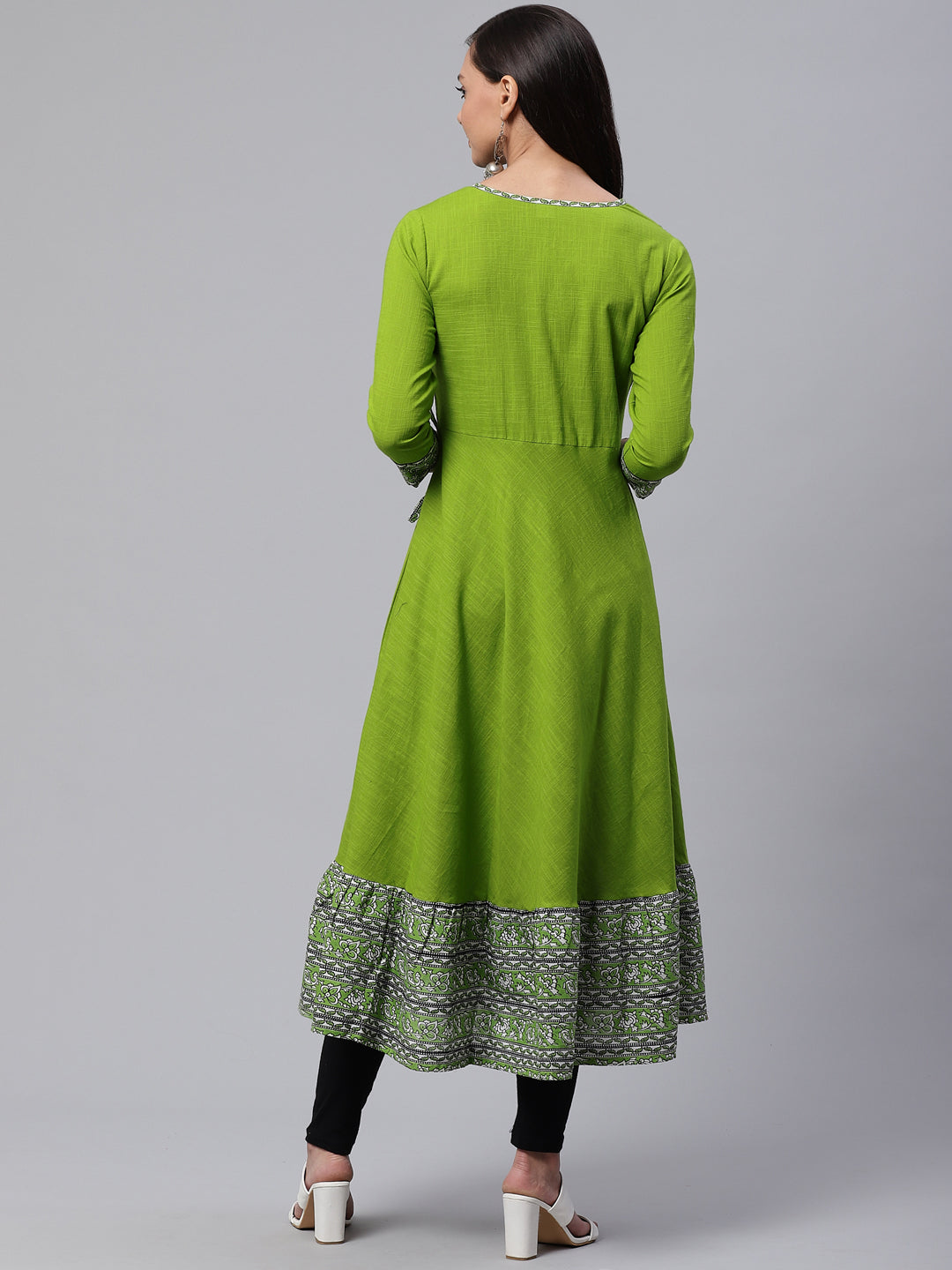 women cotton slub kalamkari printed angrakha style kurta