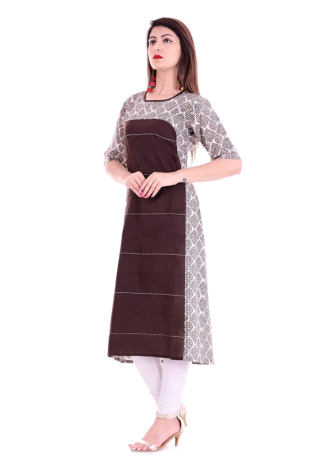 Festive & Party Printed Kurti (Brown)
