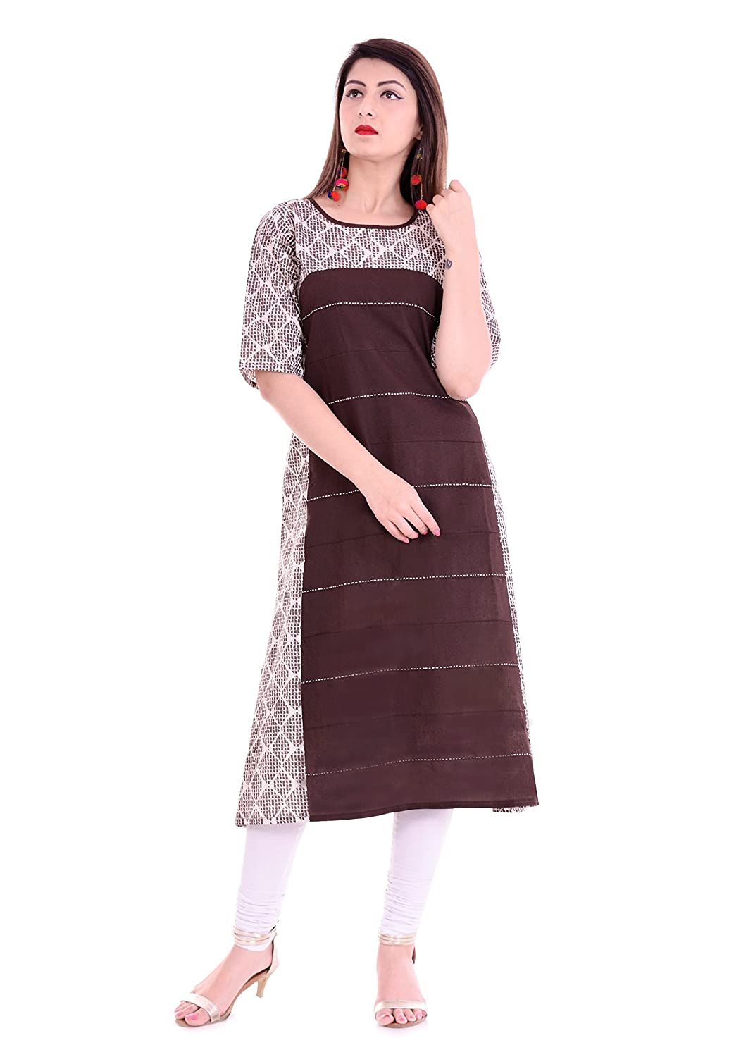 Festive & Party Printed Kurti (Brown)
