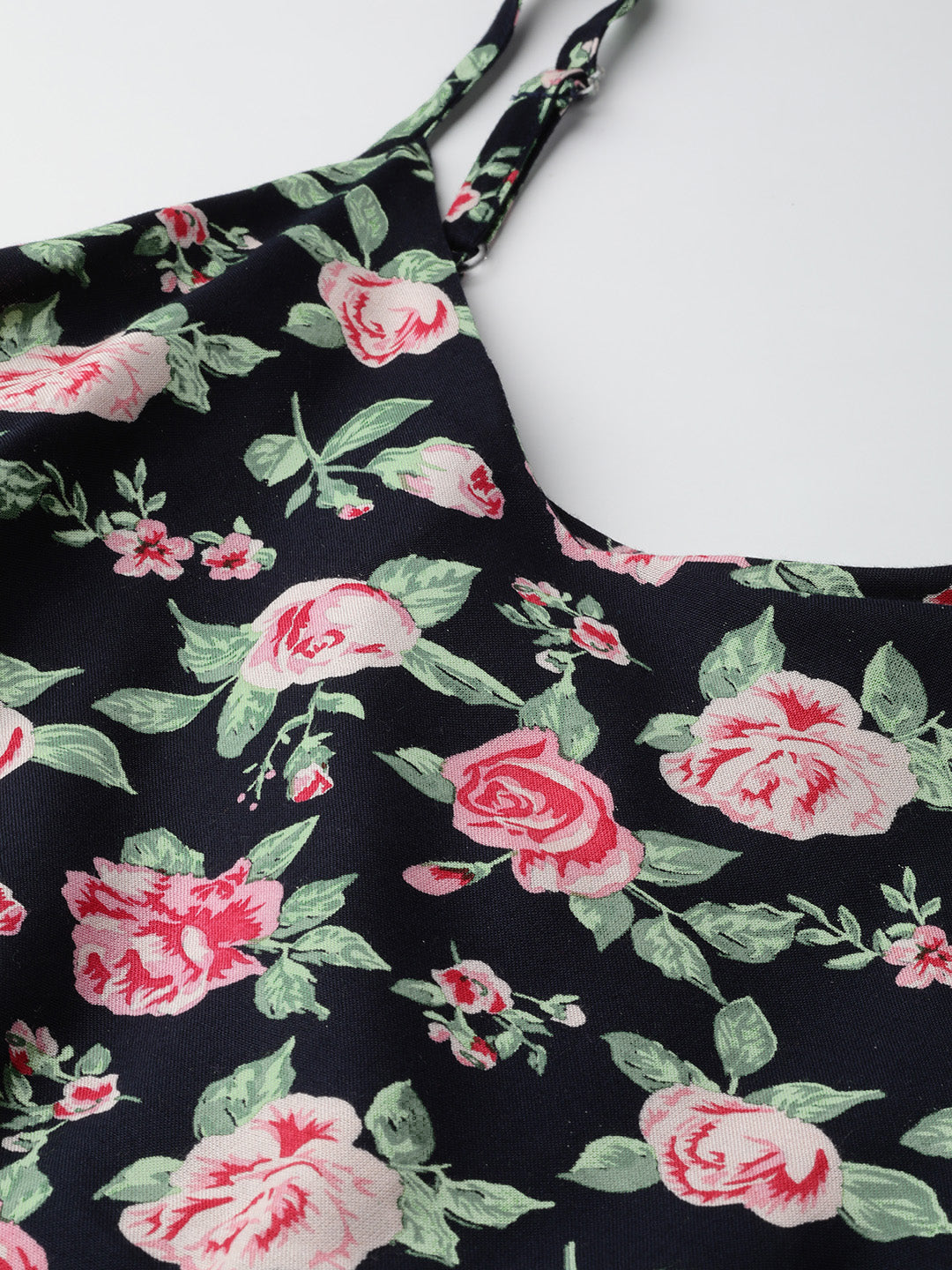 Rayon Straped Floral Printed Maxi Dress