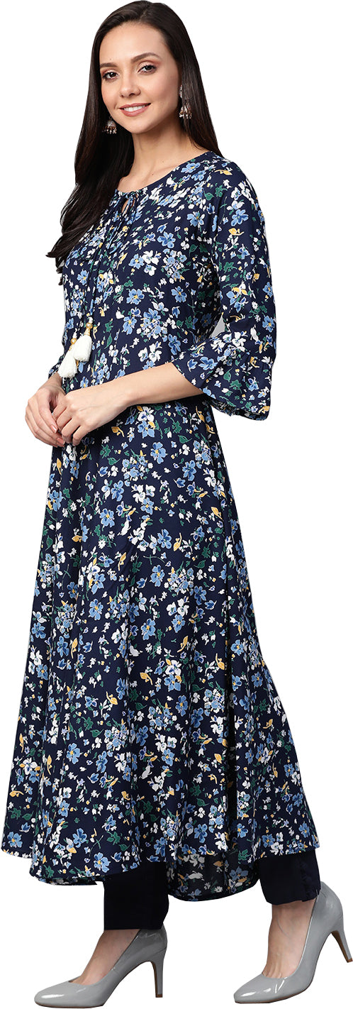 Rayon Floral Printed Anarkali Kurta
