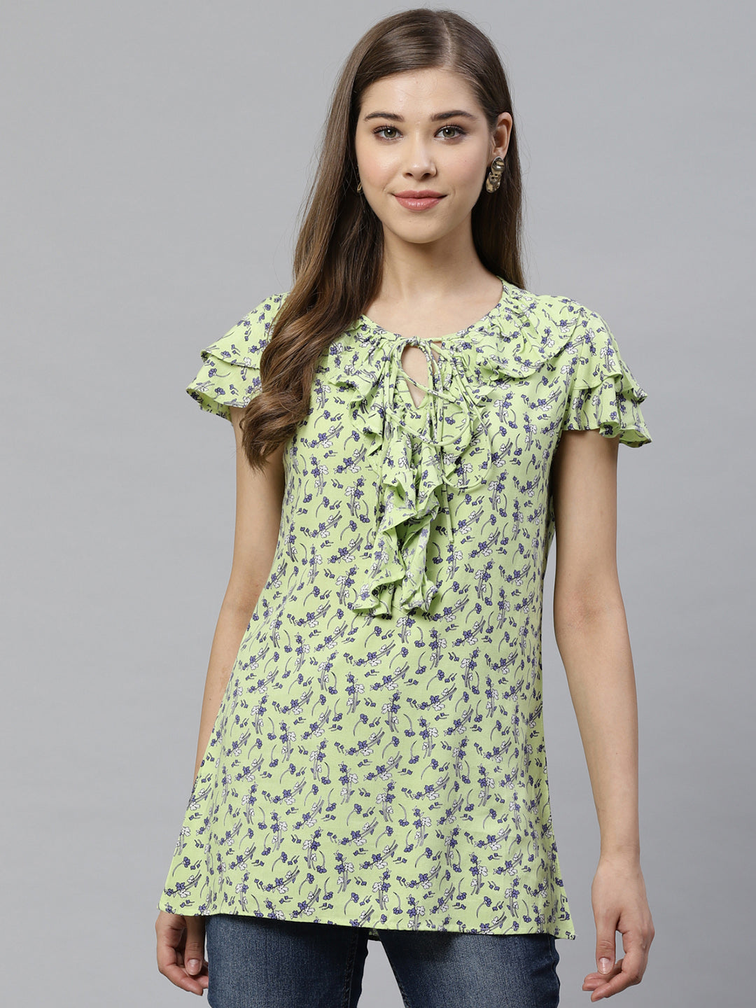 Rayon Printed Top (Pista)