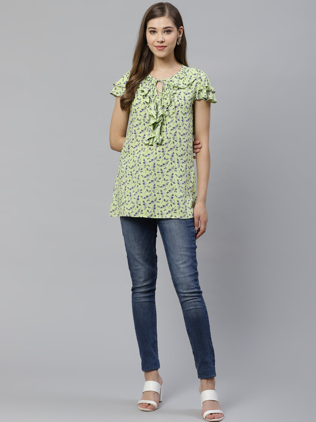 Rayon Printed Top (Pista)